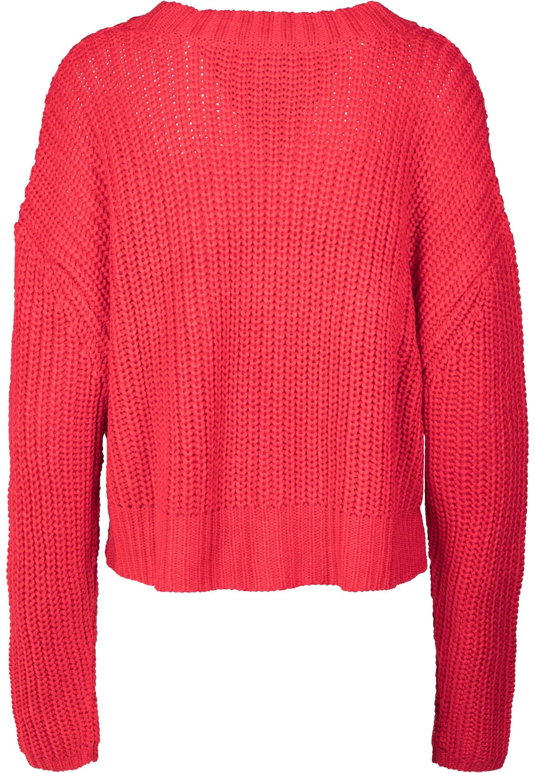 Ladies Oversize Damen Wide firered/ Kapuzenpullover URBAN CLASSICS (1-tlg) Sweater