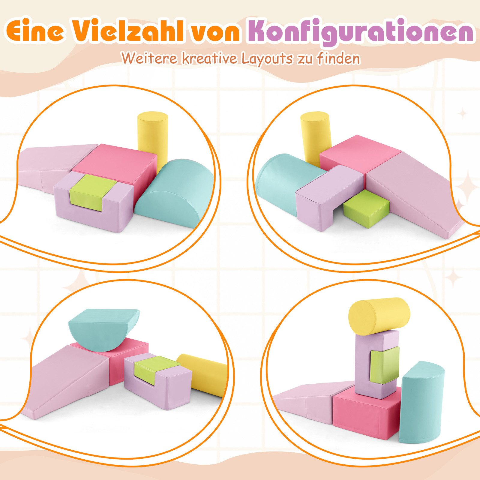 COSTWAY Schaumstoff Kletterblöcke Spielbausteine, (6 St), für Kinder zum Klettern