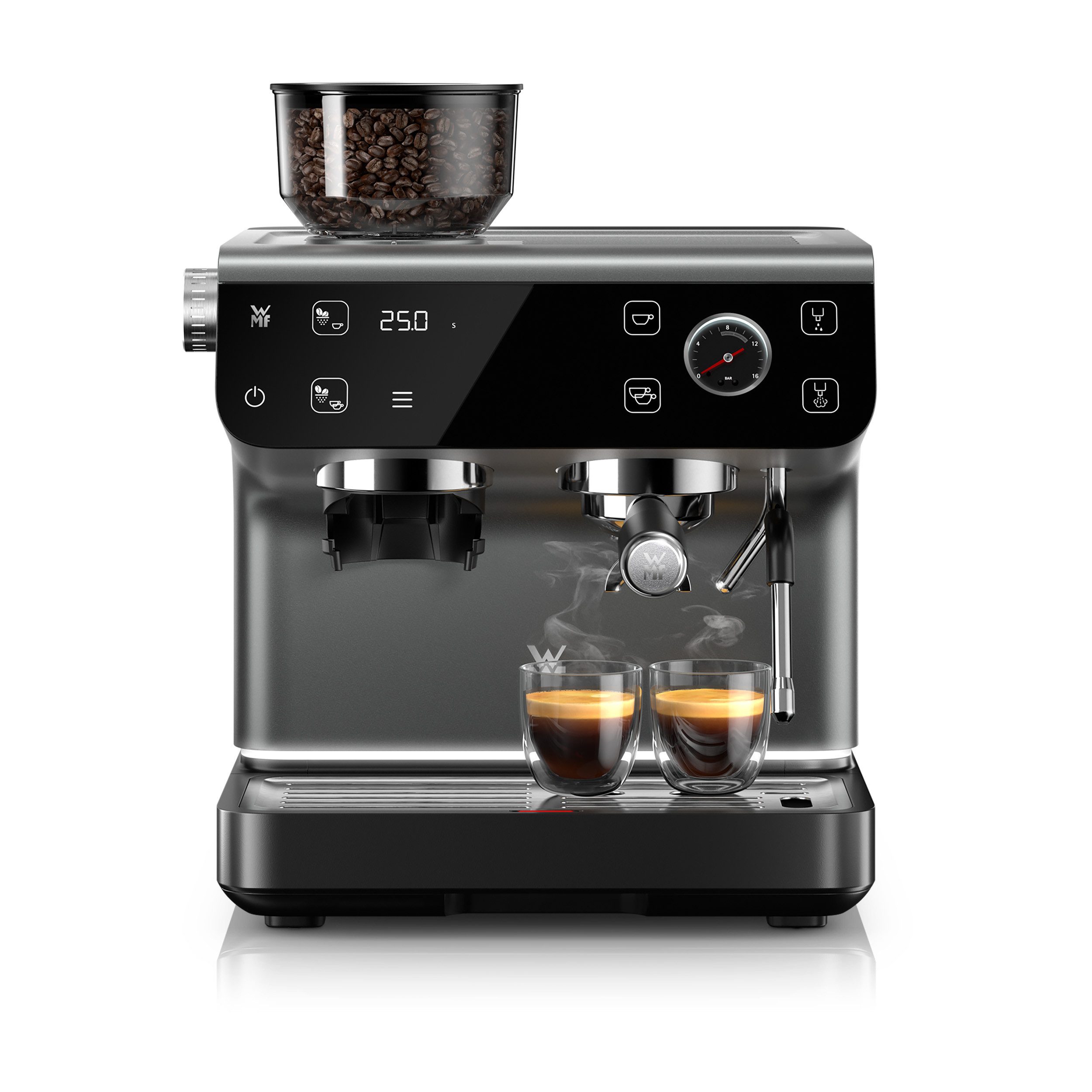 WMF Siebträgermaschine Espresso Pro, Mahlwerk mit 60 Mahlgraden, WMF Doppel-Thermoblock Technologie