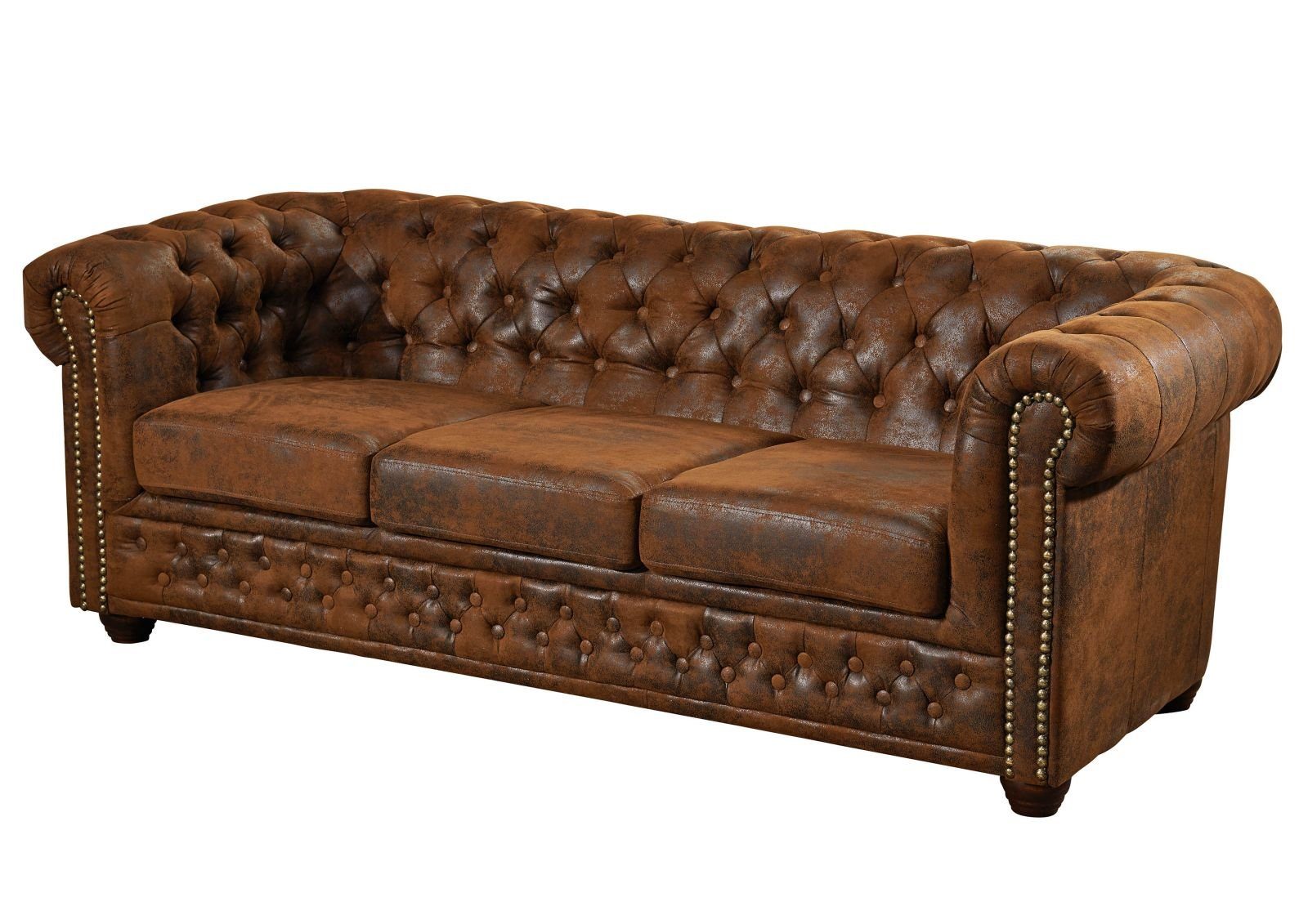 Massivmoebel24 Sofa CHESTERFIELD, Sofa 203x86x72 braun CHESTERFIELD