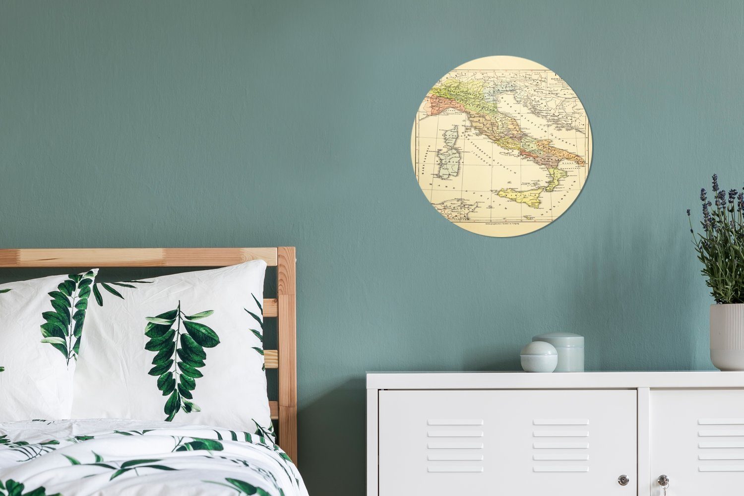 MuchoWow Gemälde Antike Landkarte Wohnzimmer, (1 von Kreis 30x30 Rundes Italien, cm Wanddekoration Wandbild, St), Forex