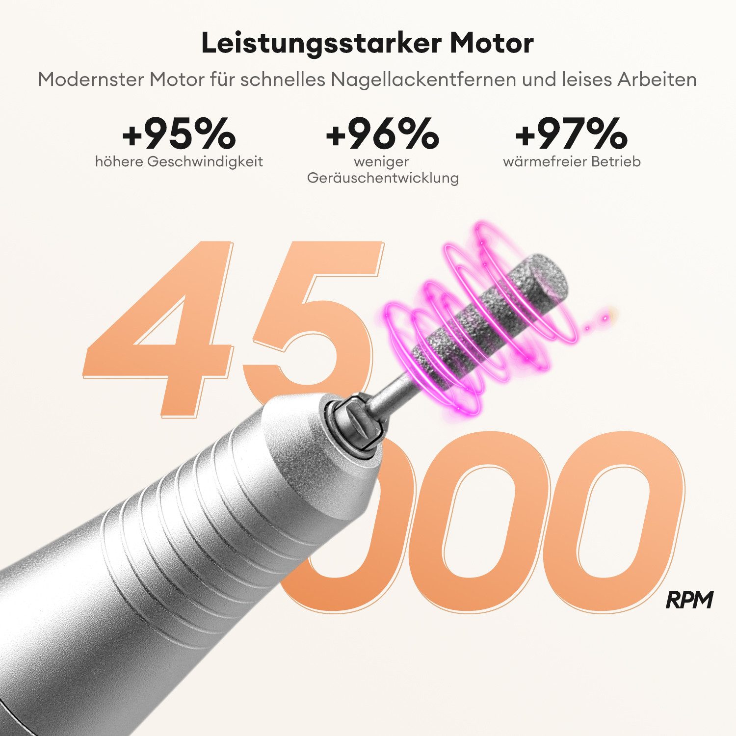 CkeyiN Pro Maniküre-Pediküre-Set Nagelfräser Professionell,45000RPM,Nagelfräser für Gelnägel, für Acrylnägel,mit LCD-Display,Bit-Lock Design, für den Heimgebrauch und Nagelstudios