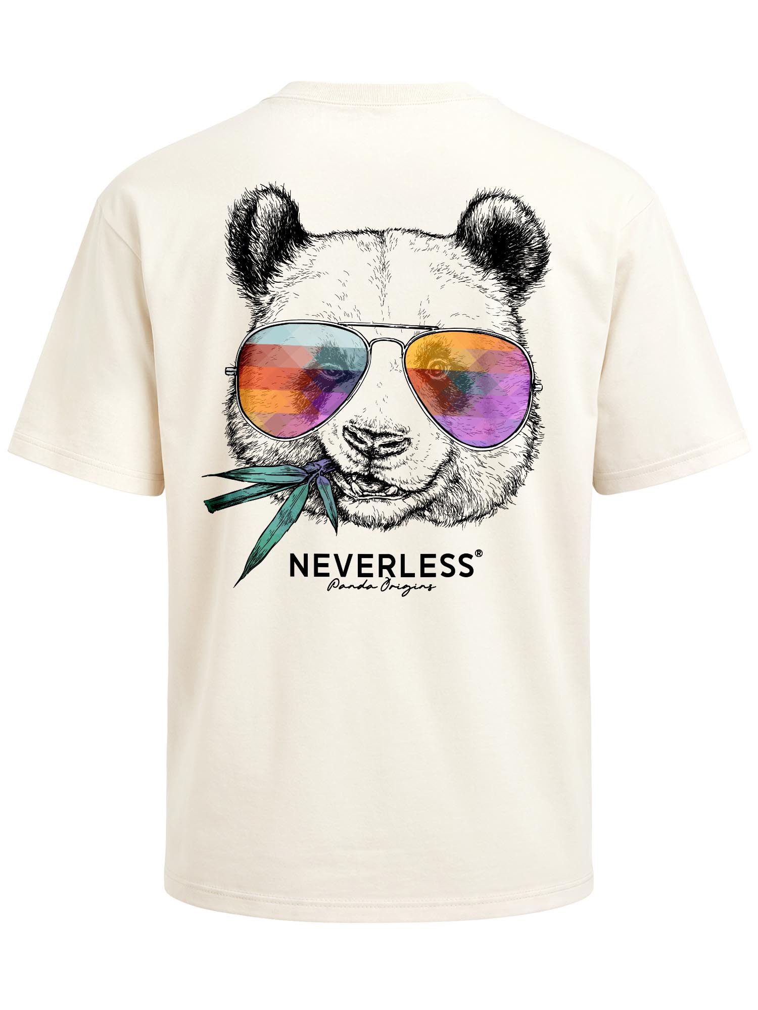Neverless Oversize-Shirt Herren T-Shirt - Panda Bambus - Oversized Relaxed Fit Printshirt mit Print