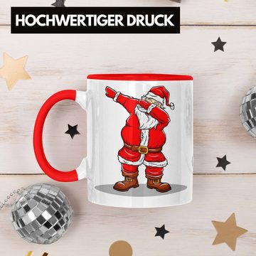 Trendation Tasse Trendation - Weihnachten Tasse Weihnachtsmann für Kinder Weihnachtstasse Lustig Geschenk Jungs Jungen Mädchen Cute Lebkuchen Grafik Becher