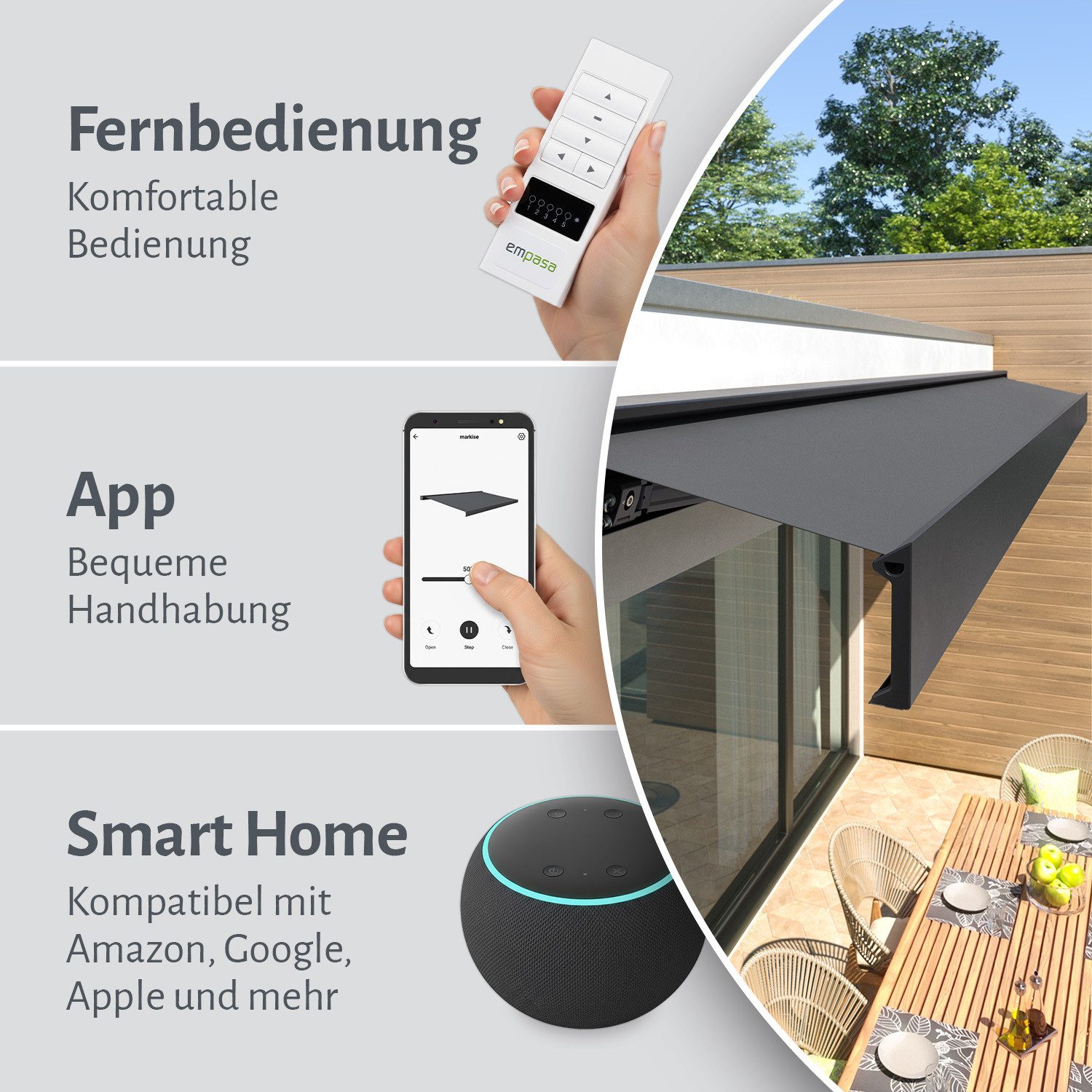 empasa Kassettenmarkise "CUBE ONE" Kubische Vollkassettenmarkise Markise