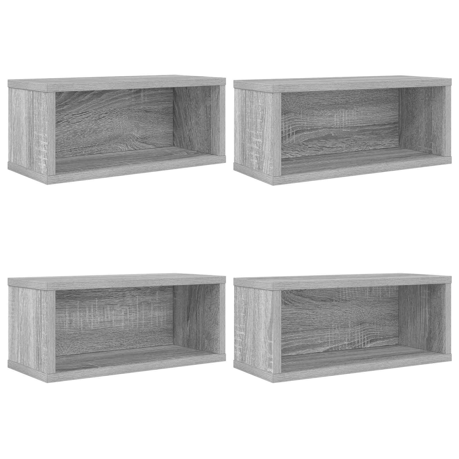 vidaXL Aufbewahrungsbox CD Aufbewahrungsregal 4 Stk. Sonoma-Grau 40 x 17 x 17 cm (4 St)