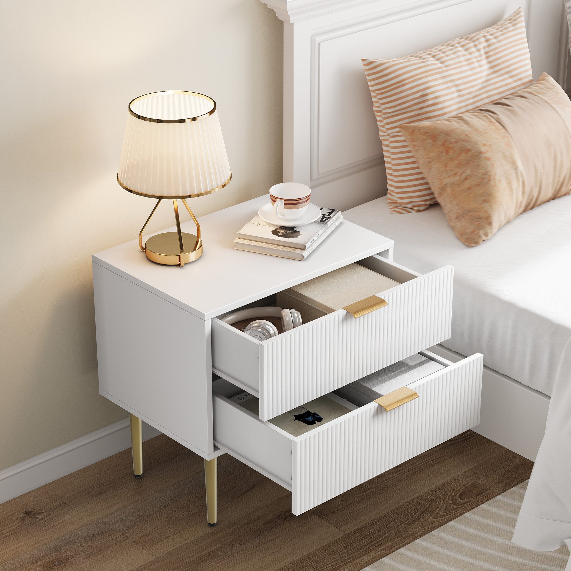 REDOM Nachttisch Kommode,Nightstand (Moderner Weißer Nachttisch günstig online kaufen