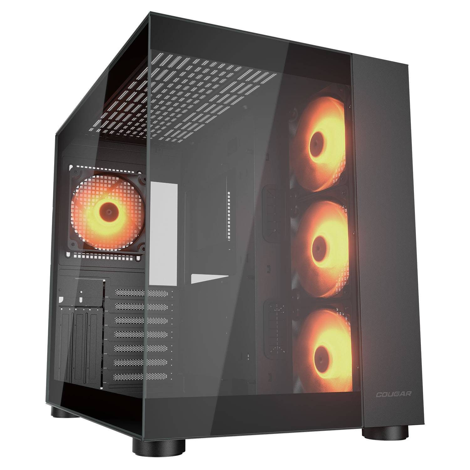 Cougar Gaming-Gehäuse FV150 BK, Midi-Tower, USB/Audio, 2x USB 3.0, 1x USB 3.2 Gen2 Type-C, ATX, schwarz, 4 Lüfter vormontiert