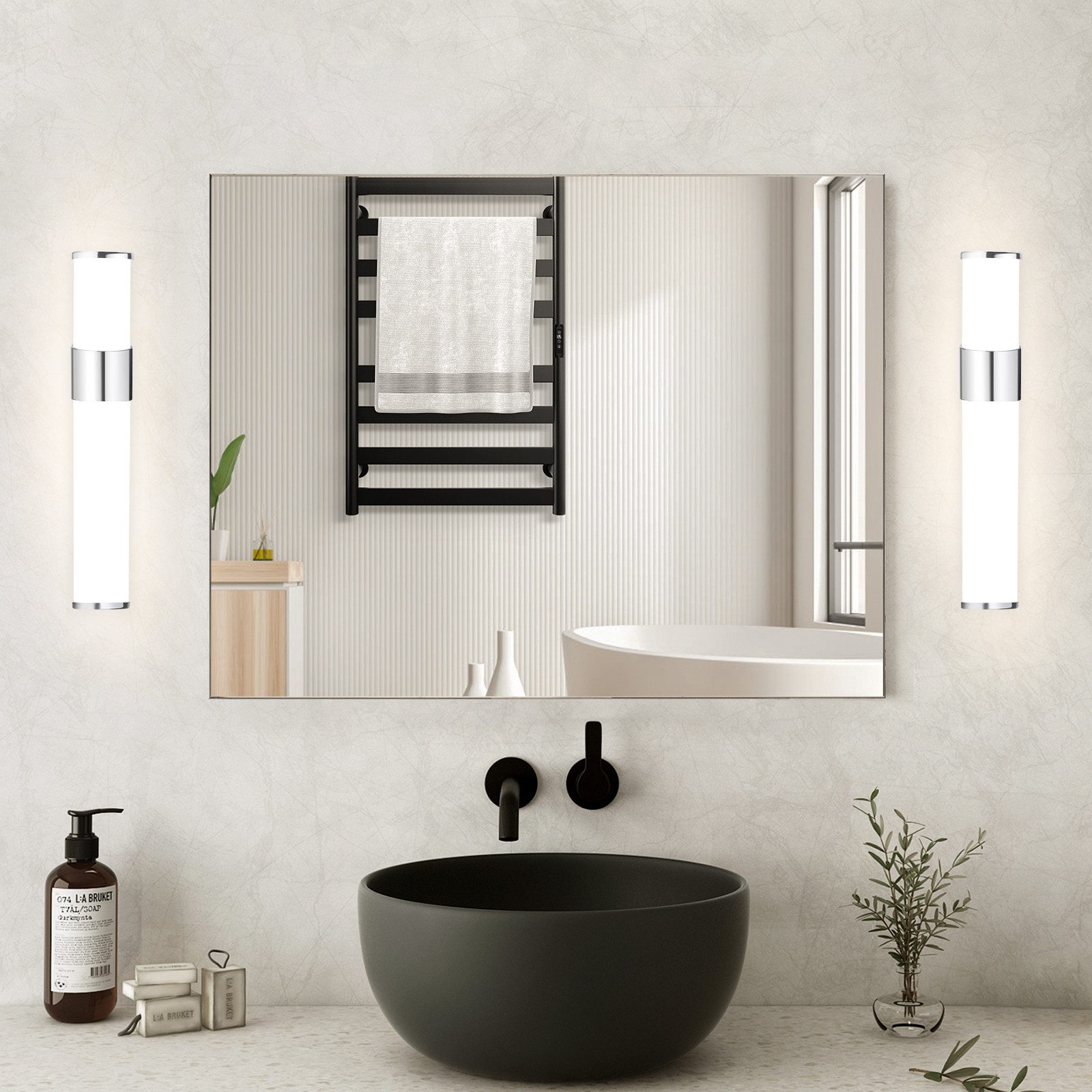 Glitzerlife 2er LED Spiegelleuchte Bad Spiegellampe - 6W 30CM Wandlampe IP44 Wasserdicht Chrom Modern Neutralweiß 4000K Badlampe Wandmontage Für Keller Badschrank_voghion.com