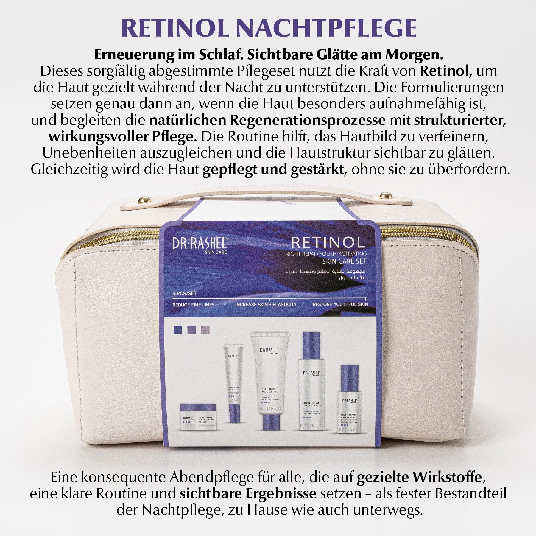 DR RASHEL Gesichtspflege-Set Retinol Gesichtspflege Anti-Aging Set Augenserum Cream Cleanser Toner, 5-tlg., Gesichtspflege Set, Hautpflege, Retinol, Geschenk