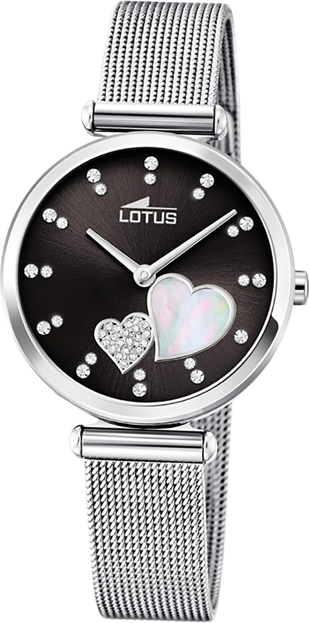 Lotus Quarzuhr LOTUS Edelstahl Damen Uhr 18615/4, Damenuhr mit Edelstahlarmband, rundes Gehäuse, klein (ca. 29mm), Fashi