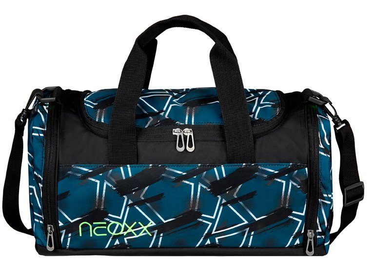 neoxx Sporttasche Champ, Flash yourself, im mit recycelten Schutzfach und Seitenfach aus Hauptfach, Geräumiges PET-Flaschen, und Nass- Steckfach
