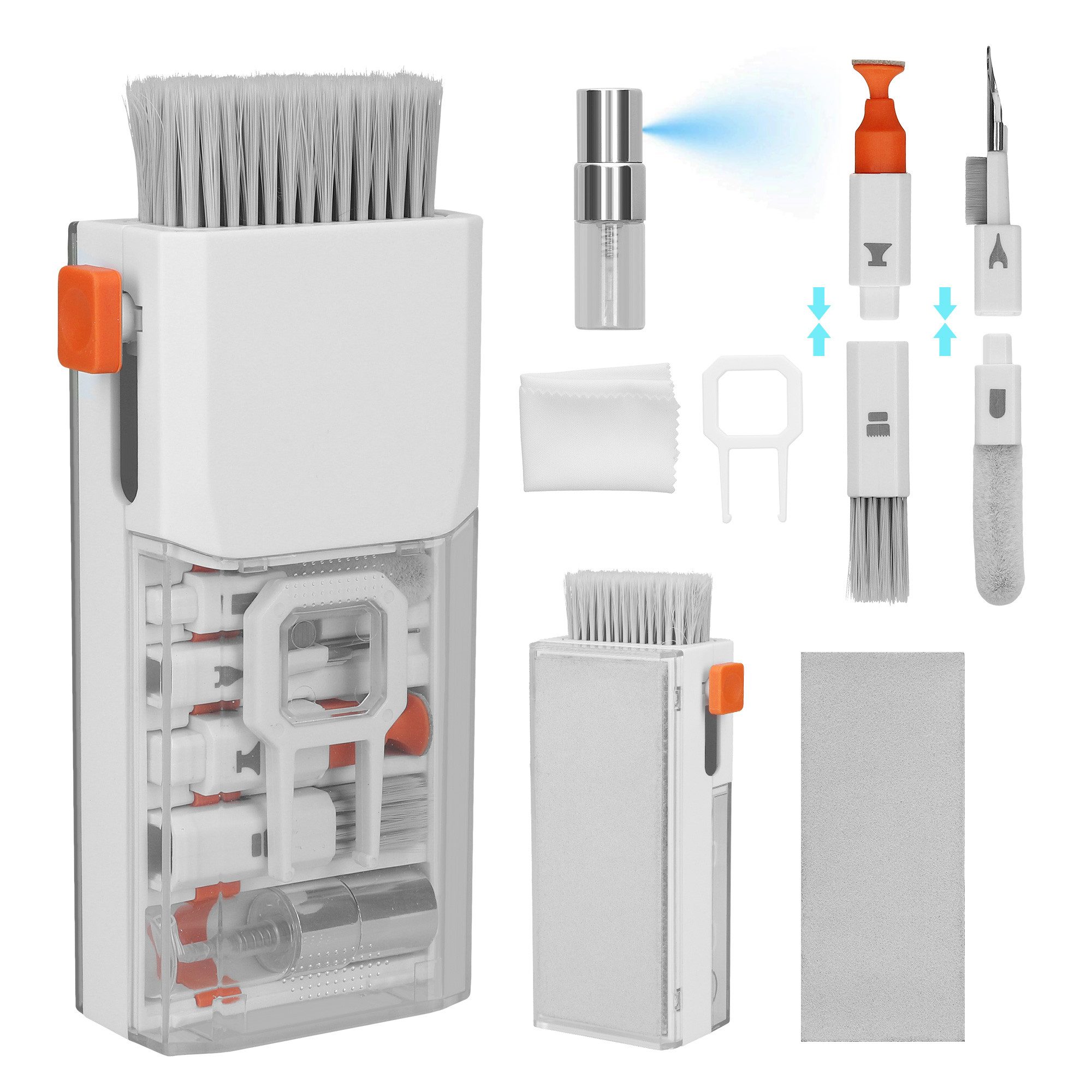kwmobile Smartphone-Hülle 8-in-1 Tastatur Reinigungsset - Reinigungsstift Cleaning Kit, für Kopfhörer Handy Laptop Kamera - PC Zubehör - Gaming Gadgets