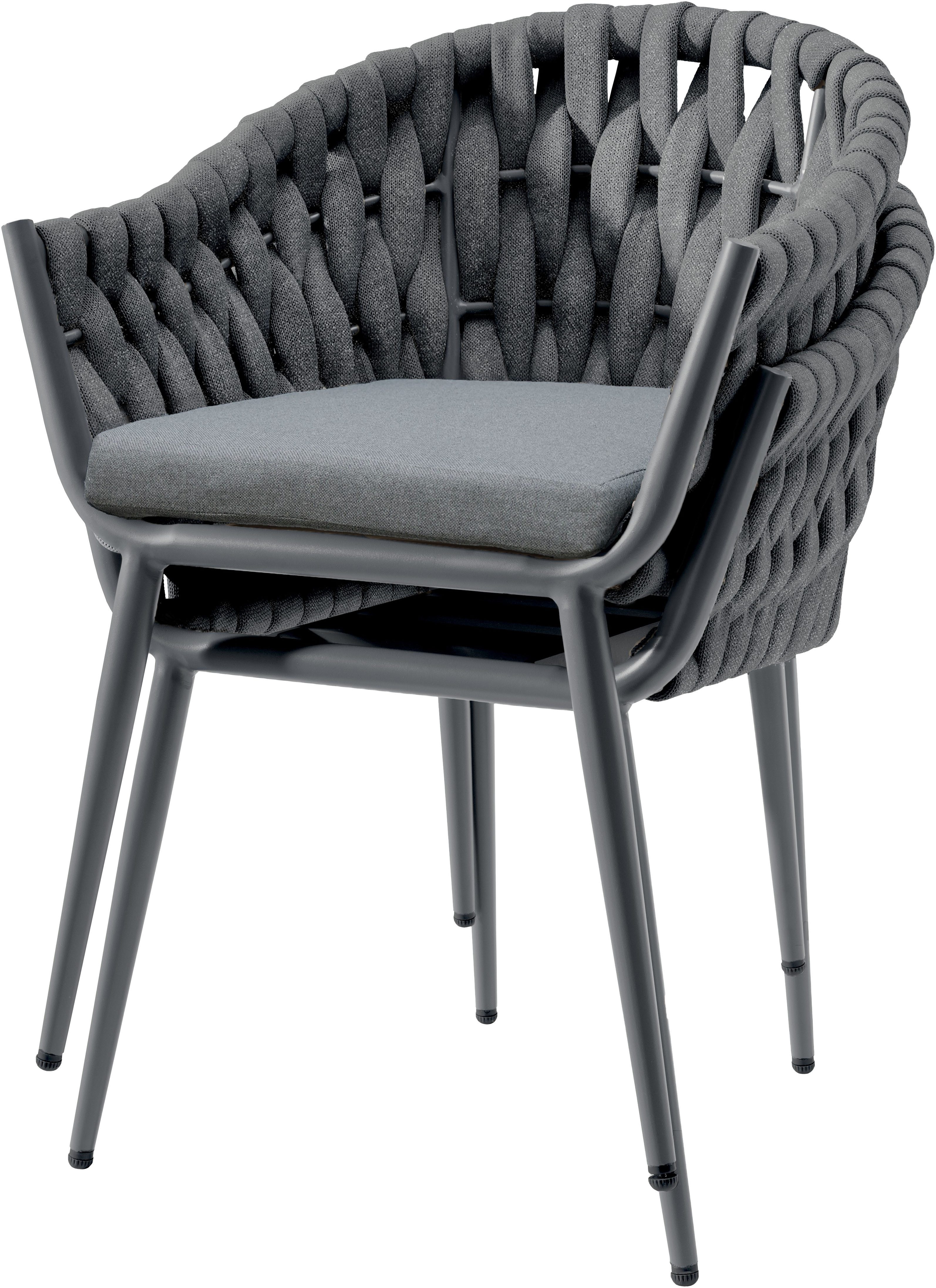 Destiny Gartensessel MOLINO (Set, 2-St), stapelbar, anthrazit meliert, Polster grau