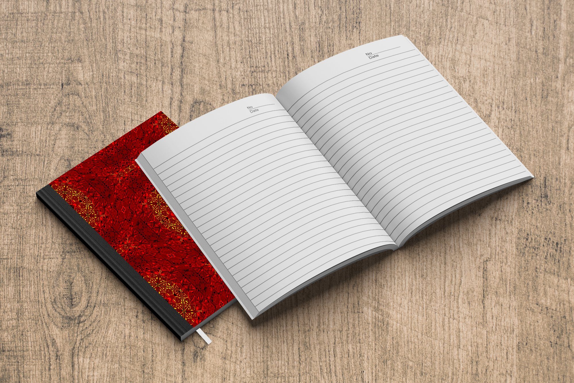 Merkzettel, - Rot, Notizheft, 98 Seiten, - Journal, A5, Abstrakt Haushaltsbuch Tagebuch, Notizbuch Muster MuchoWow