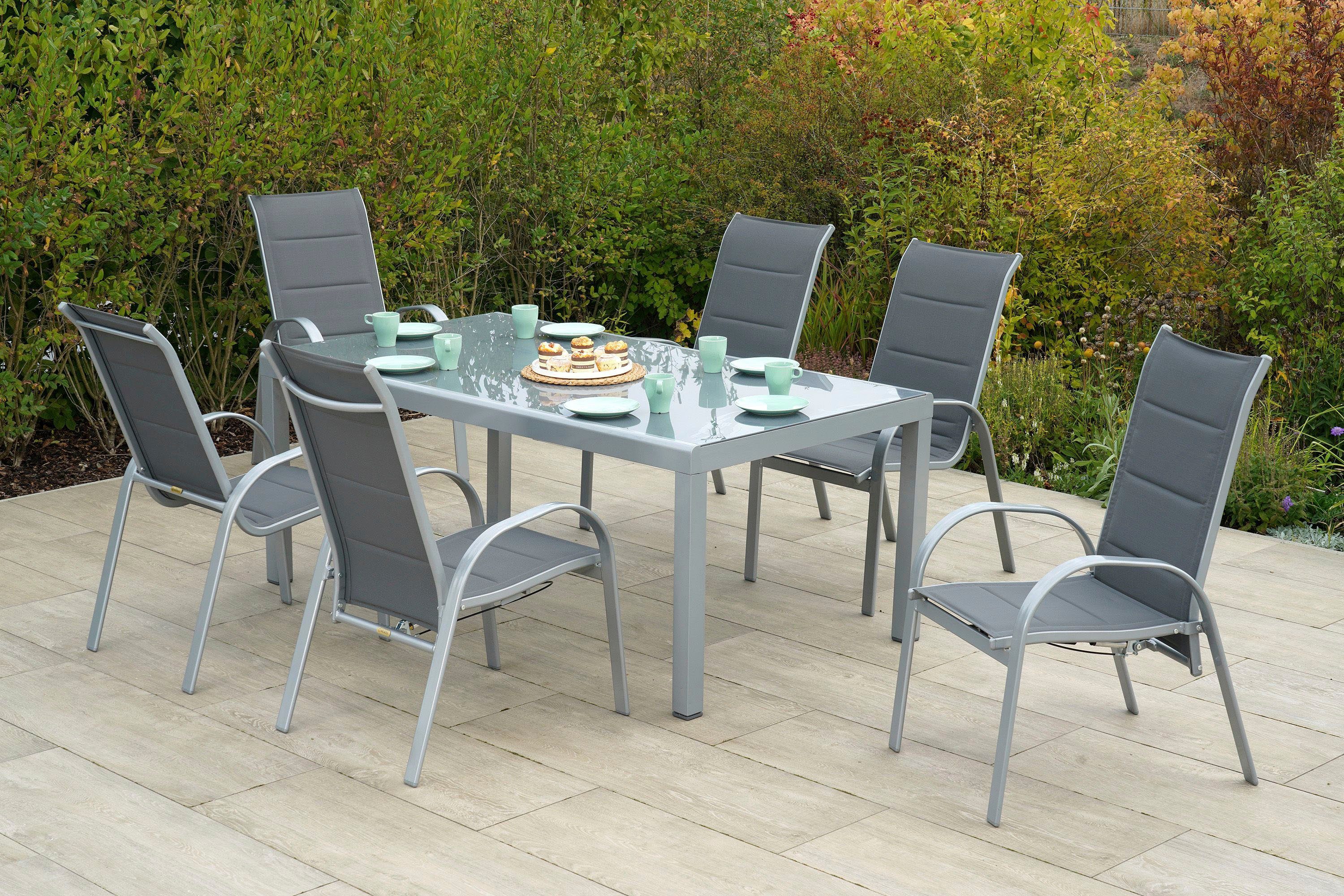 MERXX Garten-Essgruppe Amalfi, (7-tlg), 2 verstellbare Sessel | Sessel