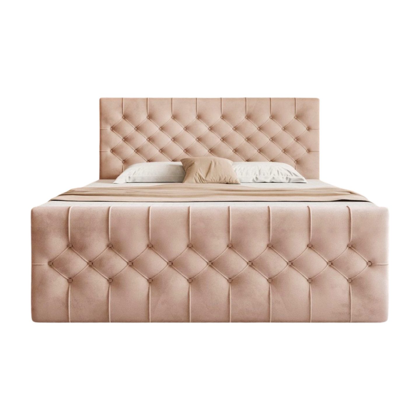 Goldstoff Boxspringbett TAURIEL mit Zwei Bettkasten günstig online kaufen