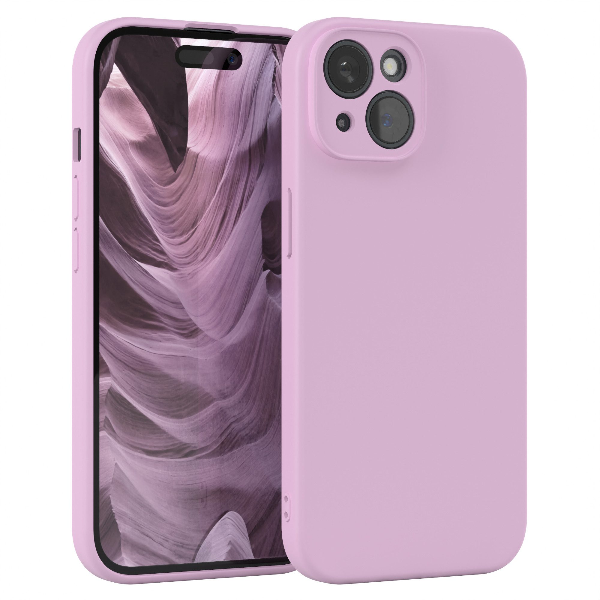 EAZY CASE Handyhülle für Apple iPhone 15 Hülle Silikon 6,1 Zoll, Hülle mit Kameraschutz Handycase Soft Smart Slimcover Lila / Flieder