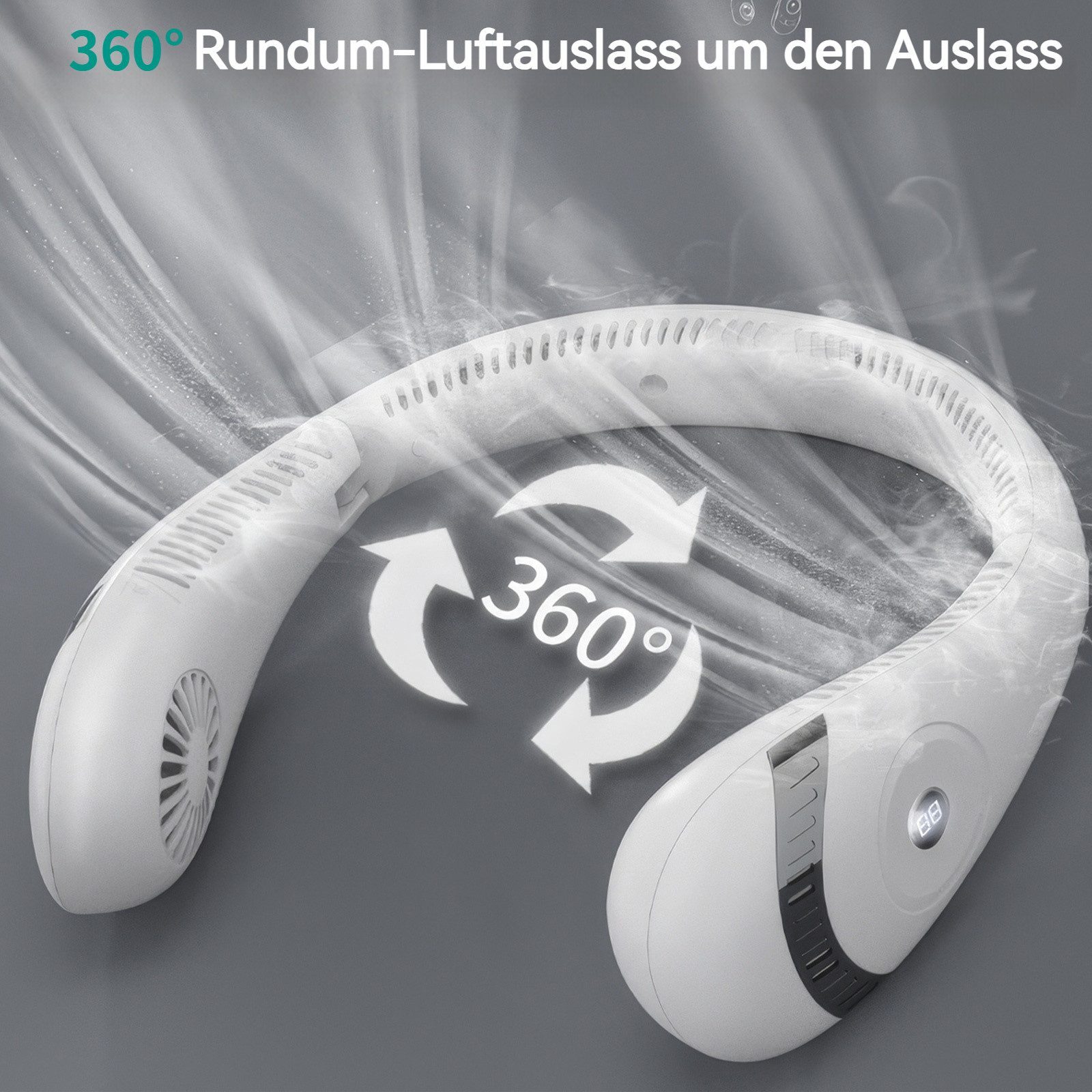 BlingBin Mini USB-Ventilator Faltbarer 5000-mAh-Halsventilator, Leise günstig online kaufen