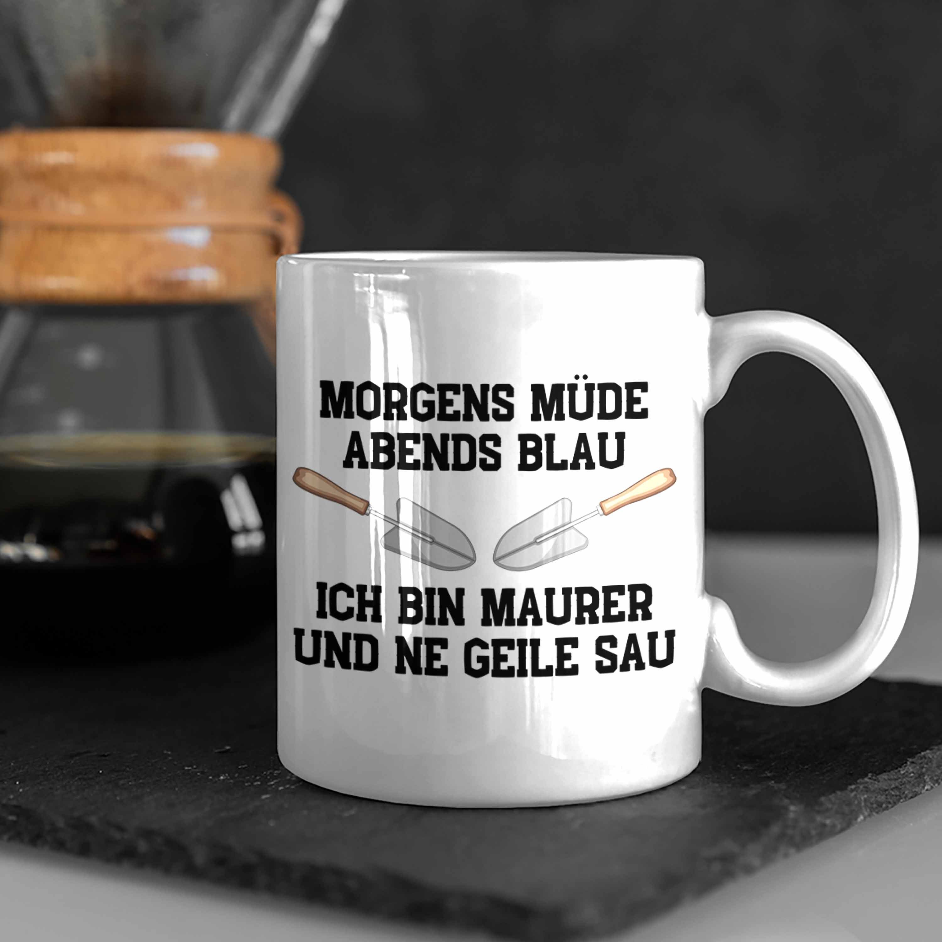 Männer Trendation Lustig Tasse Trendation Maurer Kaffeetasse Weiss - Geschenkidee Mit Geschenk Tasse Maurer Spruch