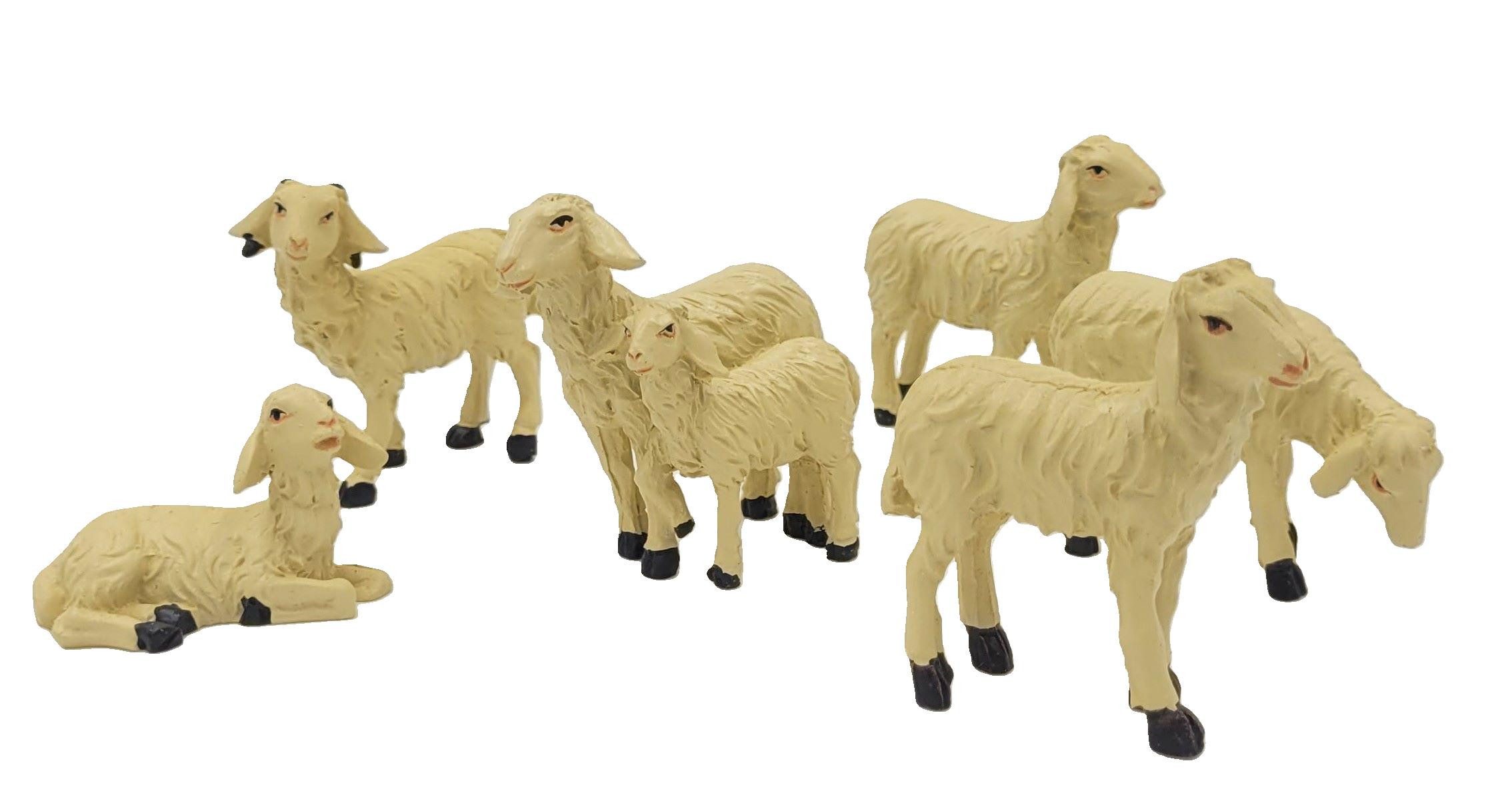 Geschenkestadl Tierfigur 6 süße Schafe im Set, Schafherde, verschiedene Größen – Bild 2 von 2