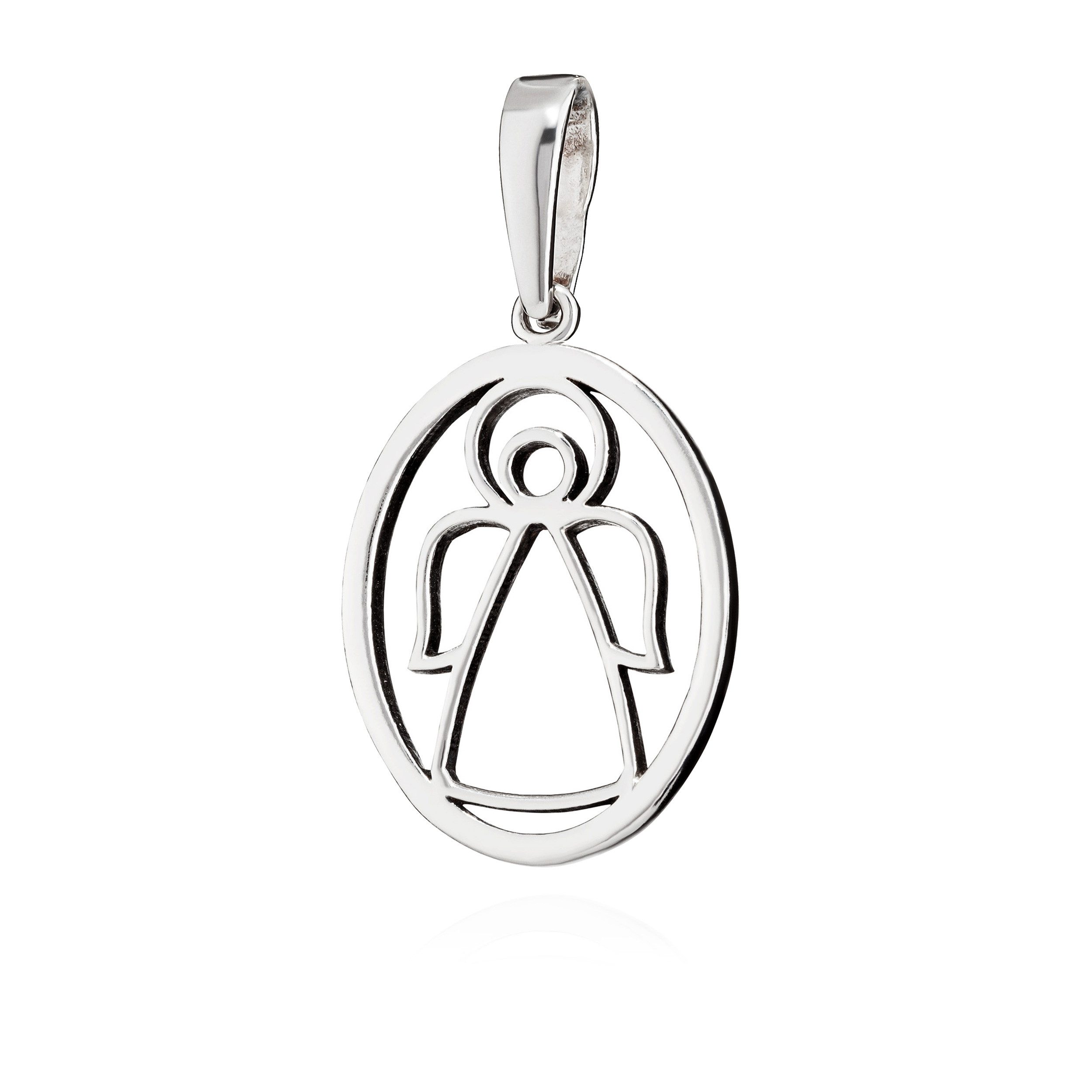 Kettenanhänger Ikone - Kettenanhänger Schutzengel 925 Silber 22mm x 17mm Motiv Silber