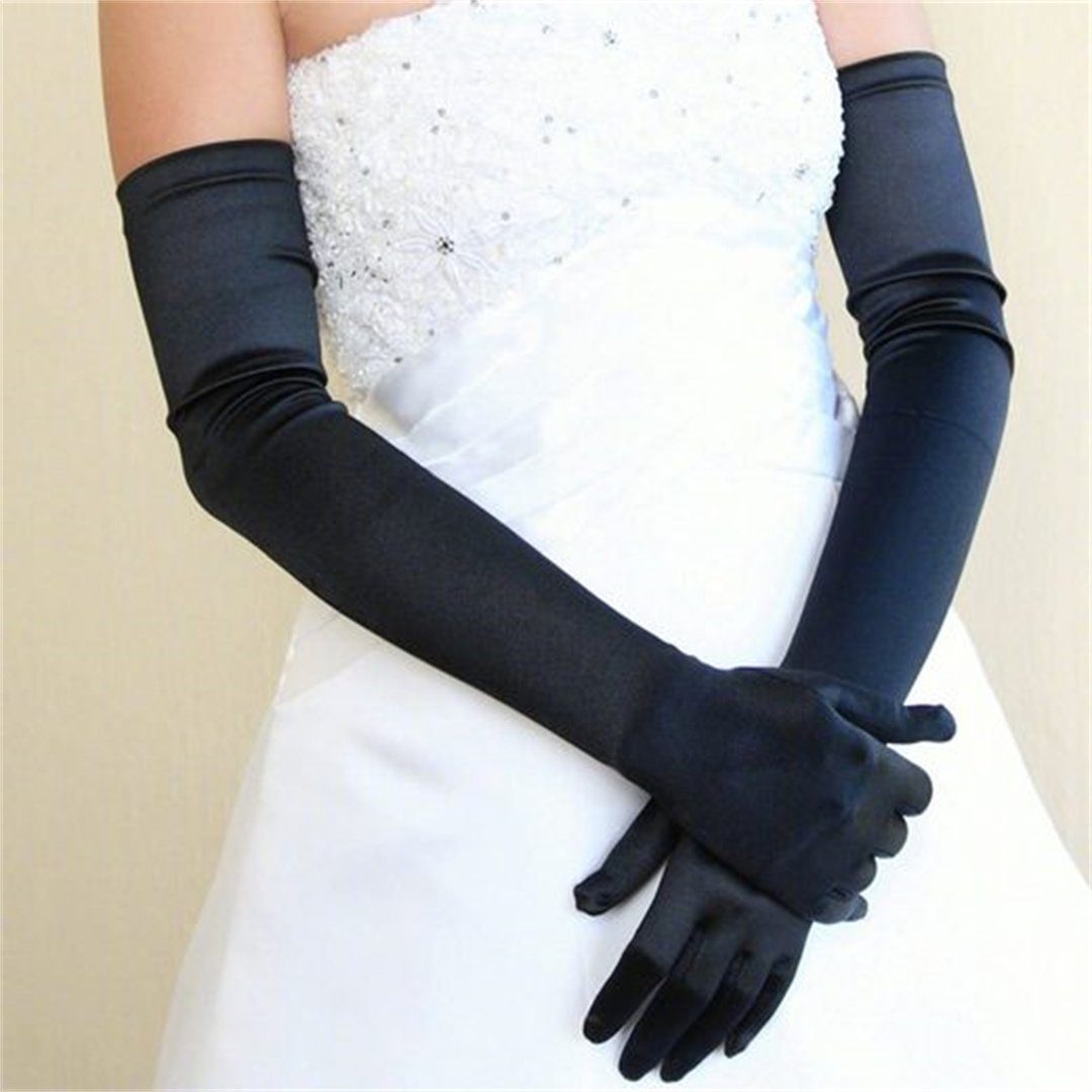 lange Satin-Abendhandschuhe Abendhandschuhe Handschuhe, Kostümzubehör, L.Ru Mittellange cm Etikette-Handschuhe 55 schwarze UG