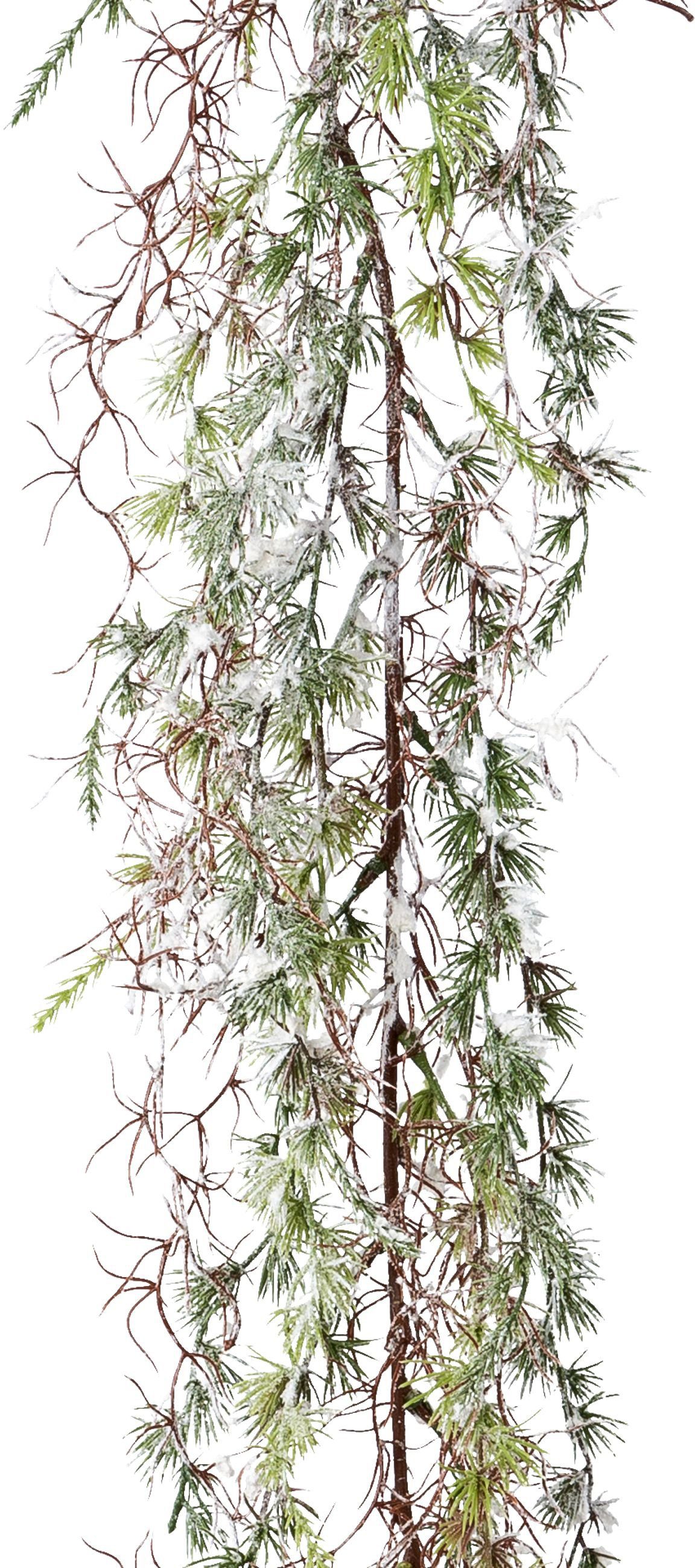 Winterliche Kunstpflanze Weihnachtsdeko, Weihnachtsgirlande Zeder, Creativ green, Girlande mit künstlichem Schnee bedeckt, 180 cm