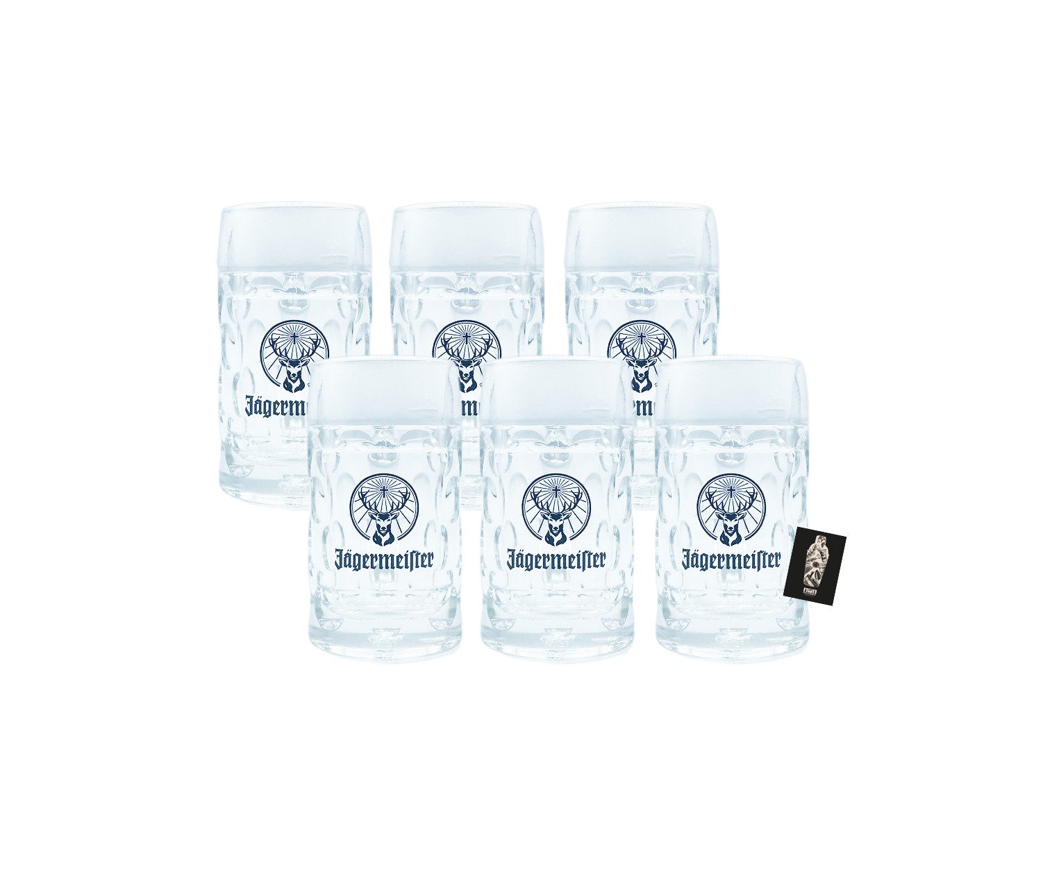 Glas Jägermeister 6er-Set MINI Krug Shotglas 6x Gläser Glas geeicht 4cl