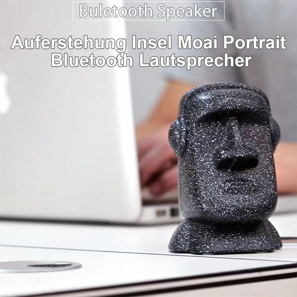 MOUTEN Osterinsel-Moai-Porträt-Ornament, Bluetooth-TF-Karten-Lautsprecher Bluetooth-Lautsprecher weiß