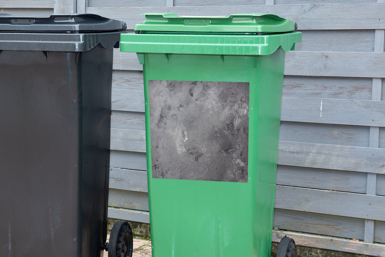 Mülleimer-aufkleber, - Wandsticker Grau Abfalbehälter Mülltonne, Beton Container, (1 Retro - Sticker, MuchoWow St),