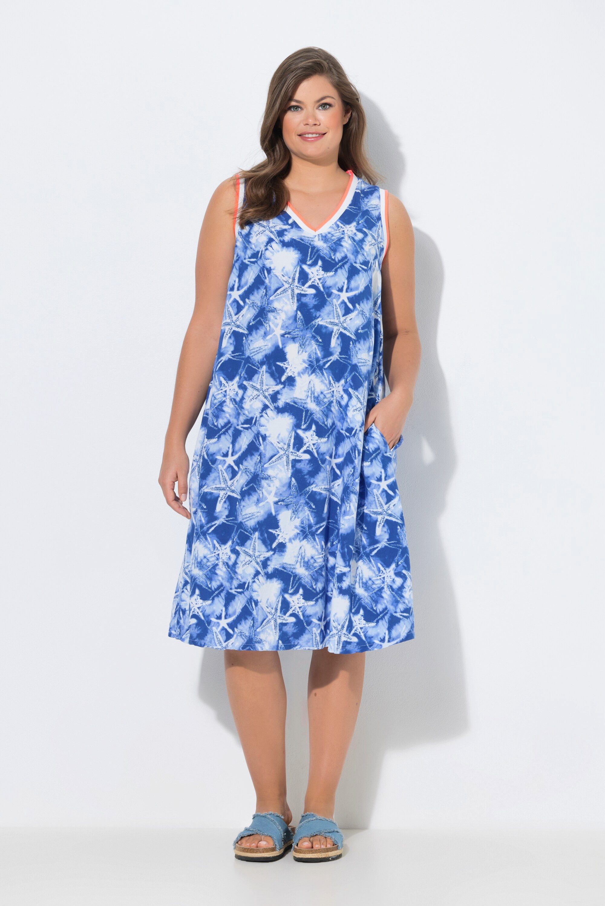 Laurasøn Jerseykleid Viskose-Trägerkleid V-Ausschnitt A-Linie