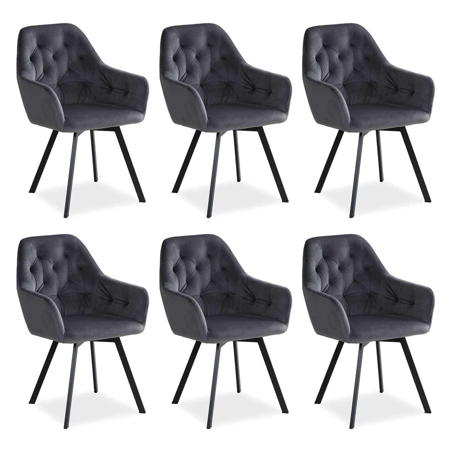 Homestyle4u Polsterstuhl Drehbar 6er Set in Grau 2353 günstig online kaufen