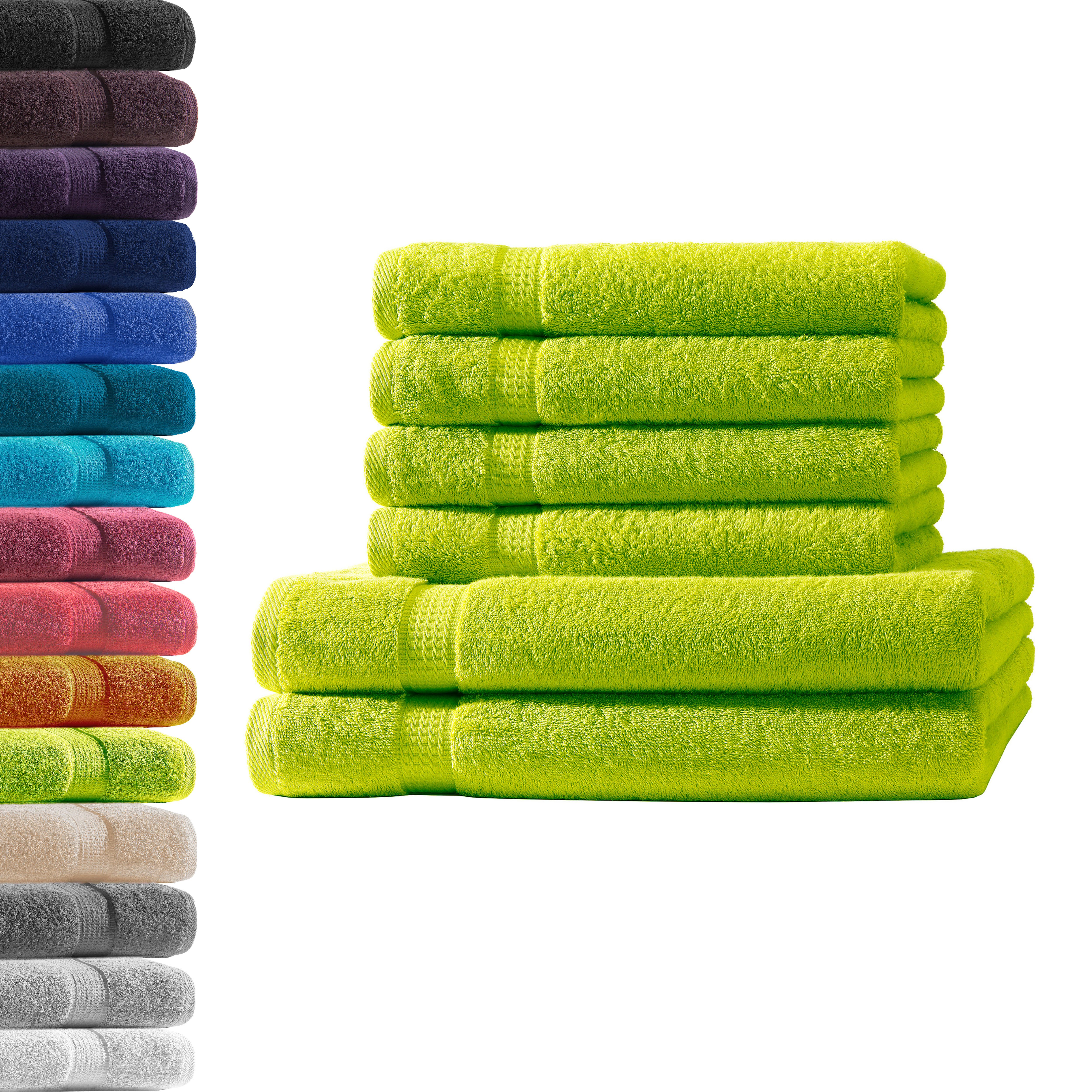 Hometex Premium Textiles Handtuch in Premium Qualität 500 g/m², Feinster Frottier-Stoff 100% Baumwolle, 2x Duschtuch + 4x Handtuch, weich, saugfähig, extra schwer & flauschig
