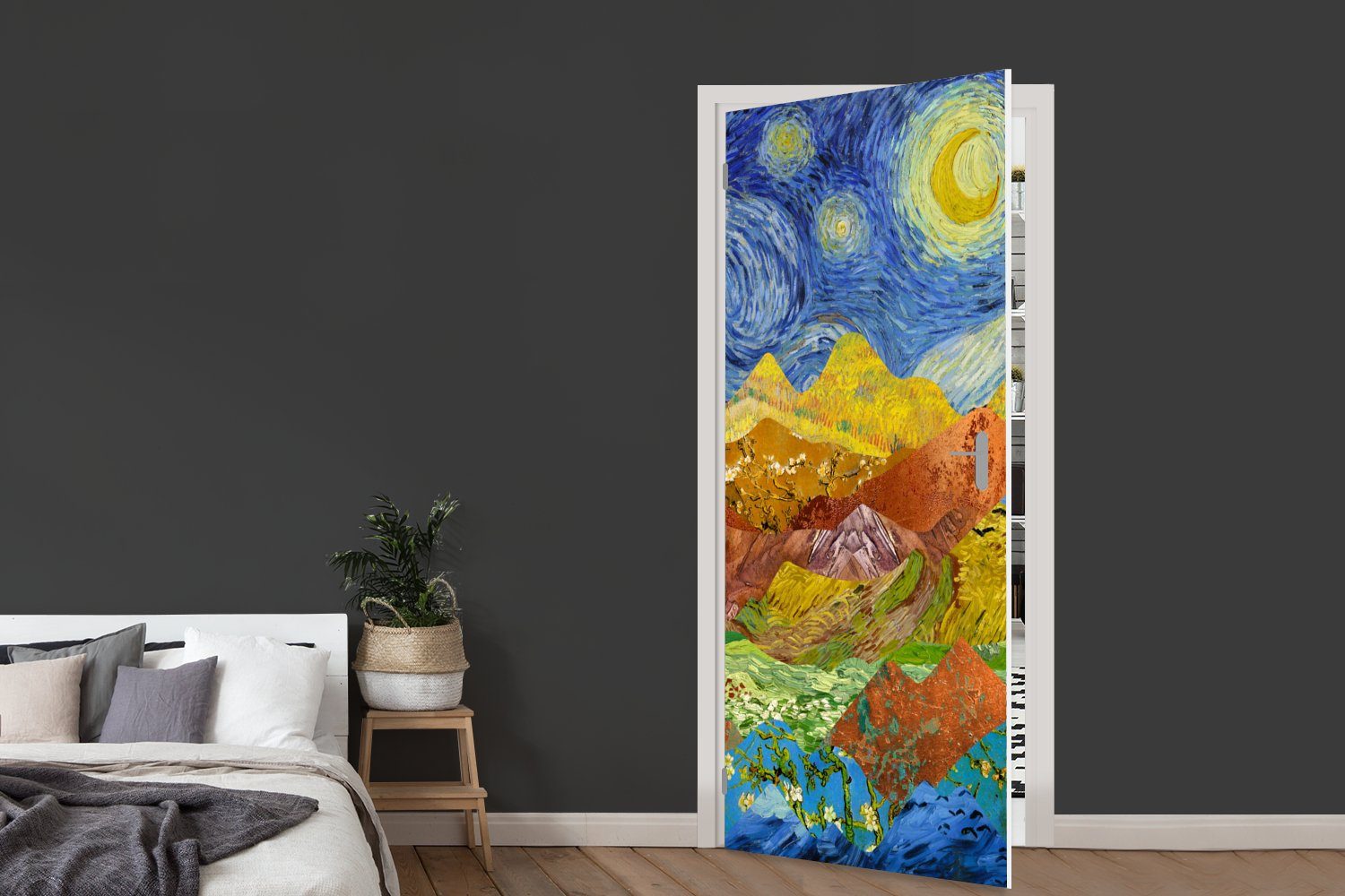 - Alte Van 75x205 Matt, Gogh, Meister Tür, für MuchoWow (1 St), Türtapete - bedruckt, Türaufkleber, Fototapete cm Collage