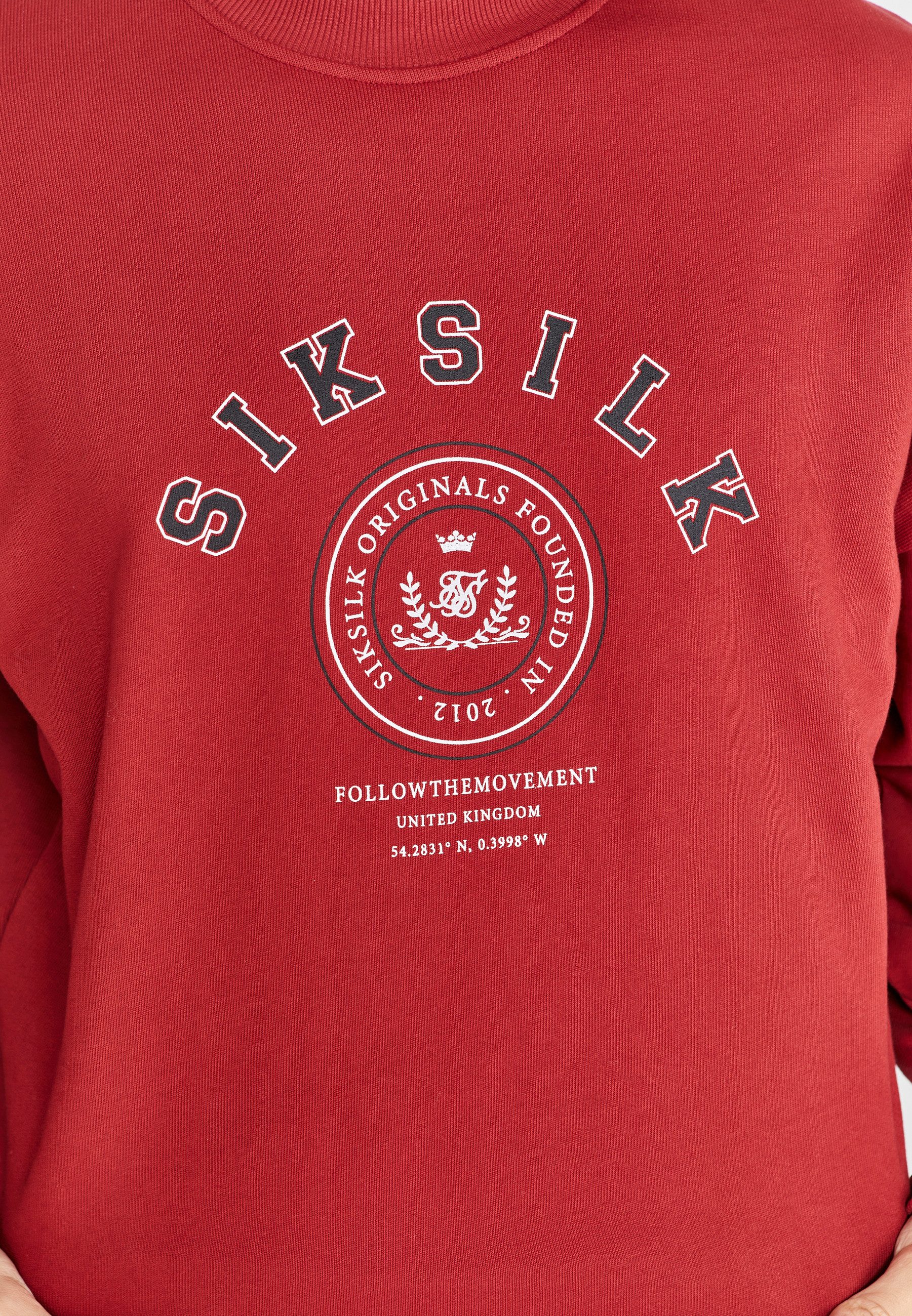 Sweatshirt SikSilk Herren Bordeaux Logo Pullover