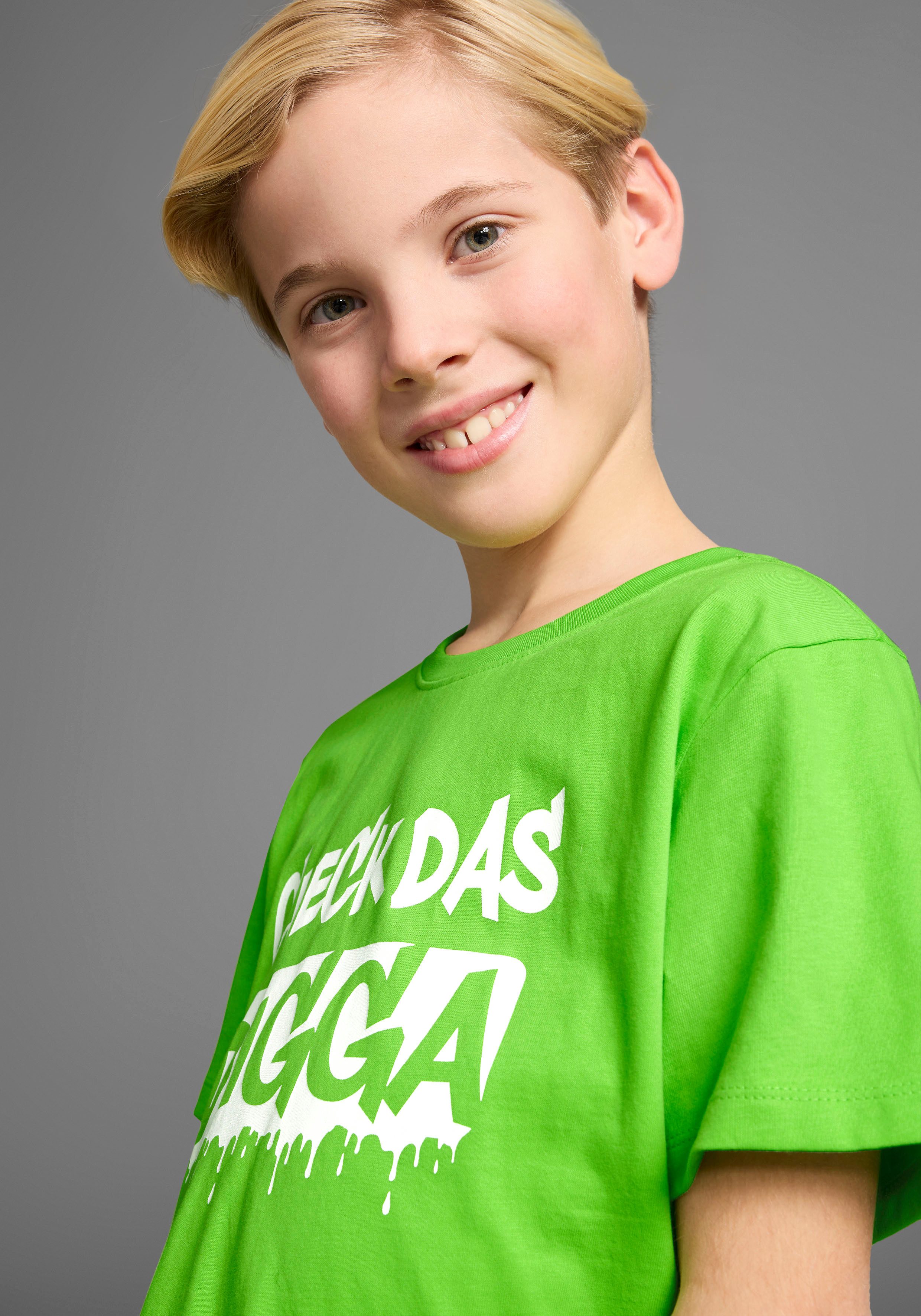 KIDSWORLD T-Shirt Sprücheshirt: CHECK DAS DIGGA Kurzarm, Basic-Passform, bedruckt, Rundhalsausschnitt