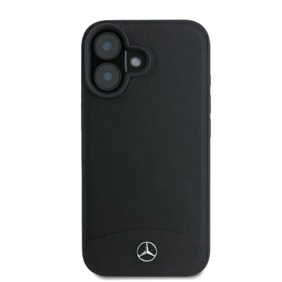 Mercedes Benz Handyhülle iPhone 16 Echtleder schwarz Stern MagSafe kompatibel 6,1 Zoll, Kantenschutz