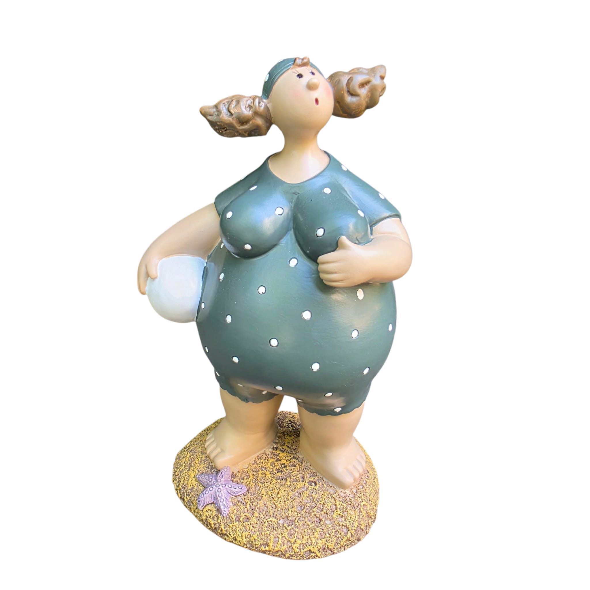 Aspinaworld Gartenfigur Gartenfigur steht Badenixe Figur im Sand 26 cm grau