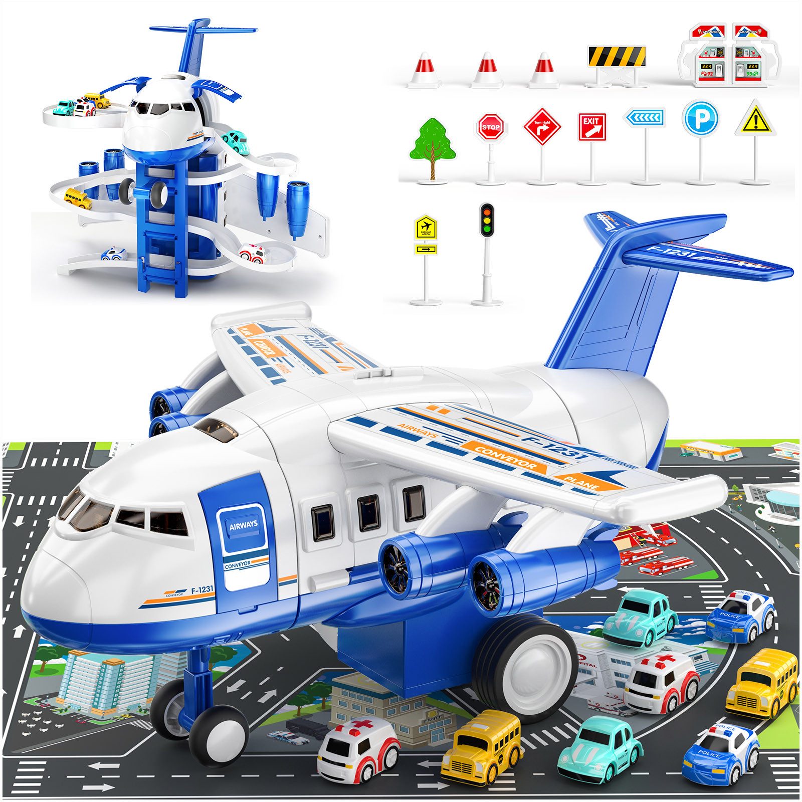 Snaen Spielzeug-Flugzeug Kinder Flugzeugspielzeug, Rennstrecken-Autospielze günstig online kaufen