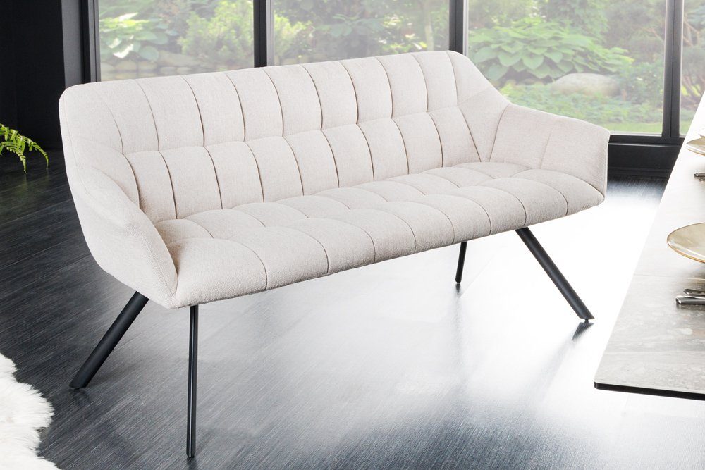 riess-ambiente Sitzbank PAPILLON 165cm champagner beige - Stoff, Metall-Füße, mit Armlehne (Einzelartikel, 1-St), gepolsterte Bank mit Rückenlehne – ideal für E – Bild 4 von 5