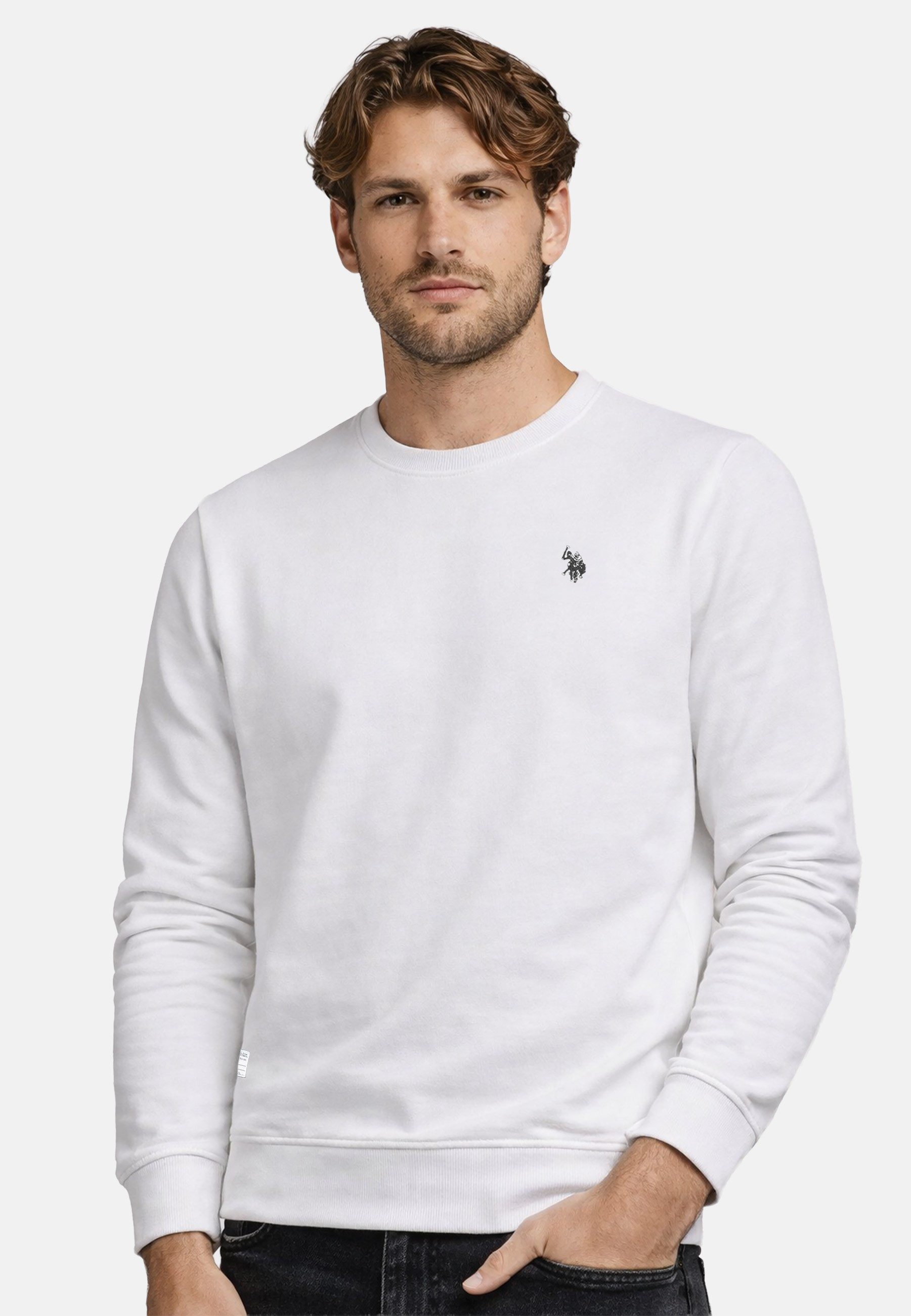 U.S. Polo Assn. Sweatshirt USRexx Herren Pullover mit Rundhalsausschnitt aus Baumwolle Klassisches Sweatshirt mit Rippbündchen und Logostickerei