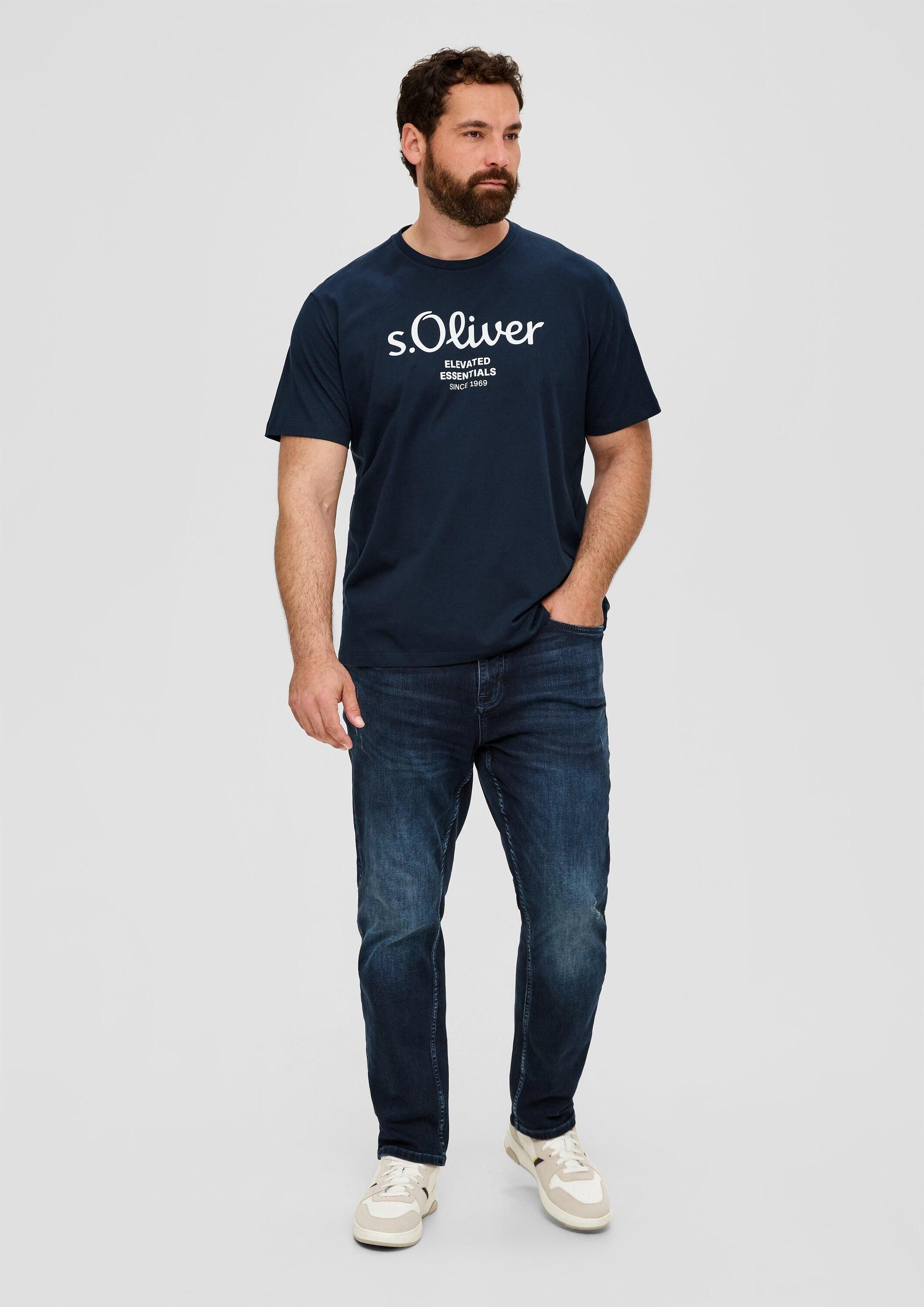 s.Oliver Kurzarmshirt T-Shirt Baumwoll-T-Shirt mit Logo-Print