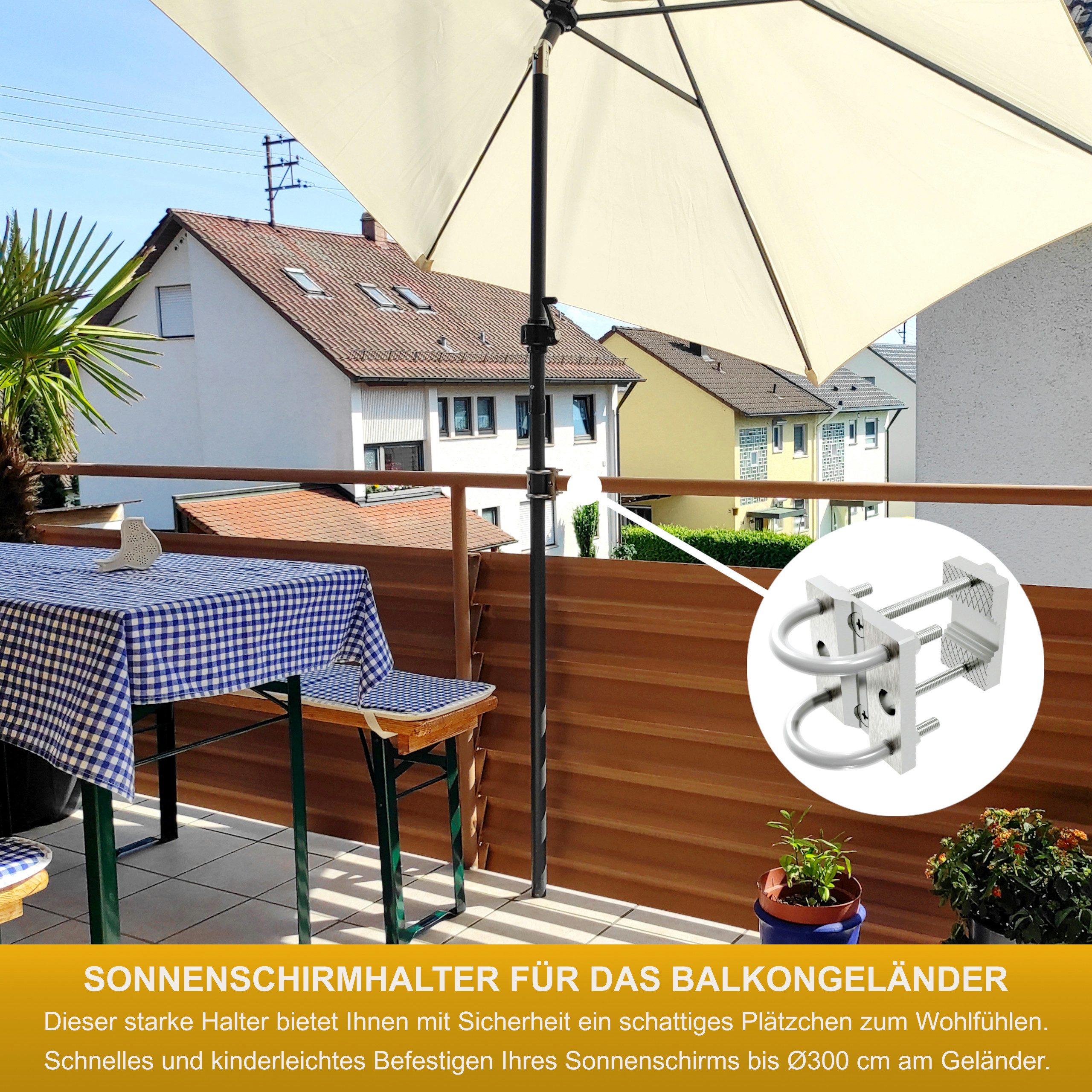 KDR Produktgestaltung Schirmhalter Sonnenschirmhalter Balkongeländer Sonnen günstig online kaufen