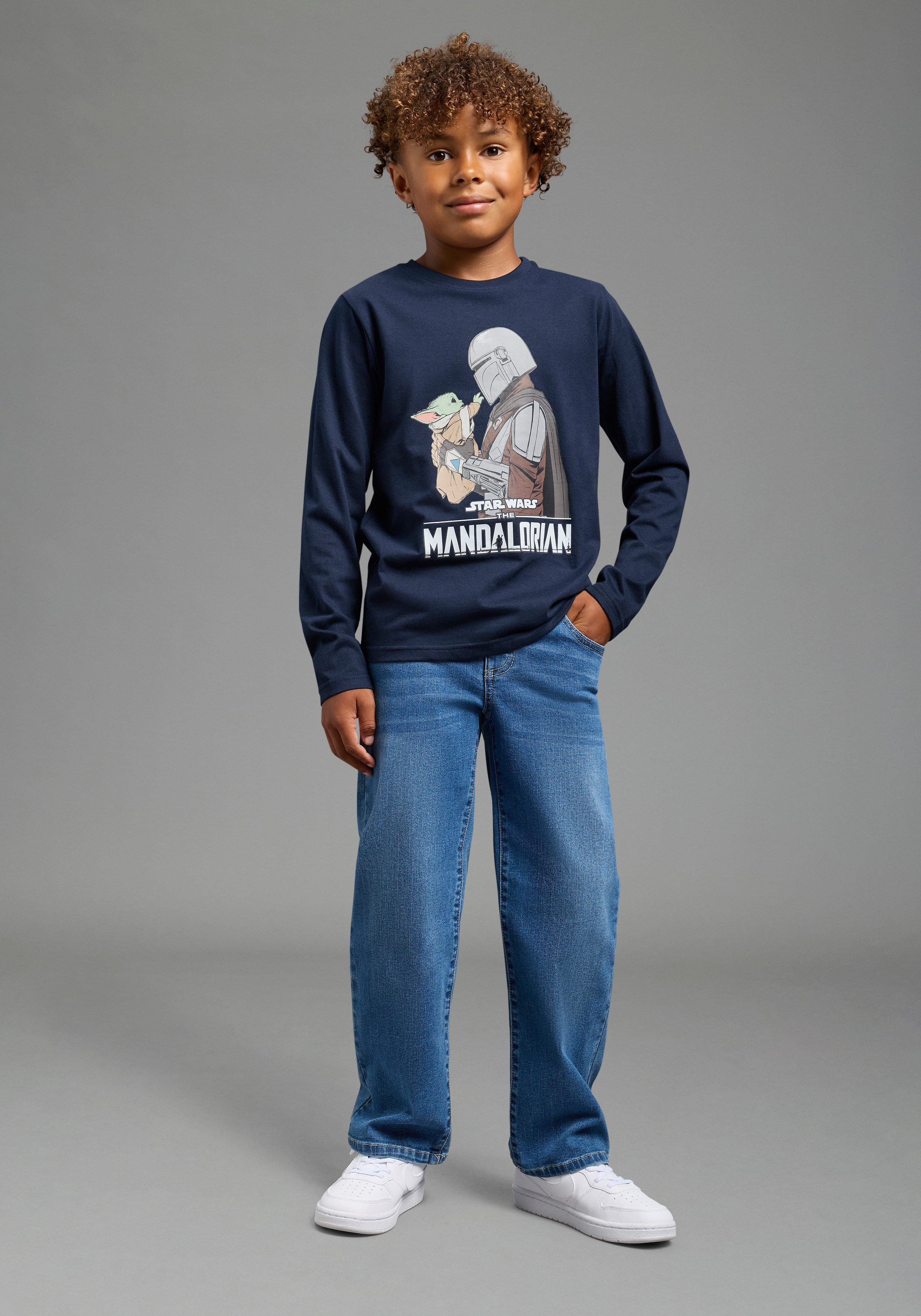 KIDSWORLD Langarmshirt STAR WARS: MANDALORIAN Shirt, Disney normale Schnittform, Langarm, Basic-Stil, für Frühling und Herbst