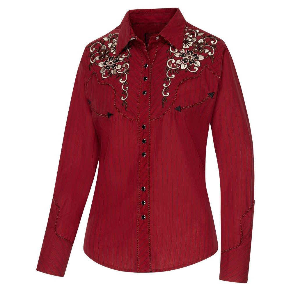 Stars & Stripes Langarmbluse Catherine Westernbluse mit Stickerei, Kordelpaspelierung und Westernmanschetten