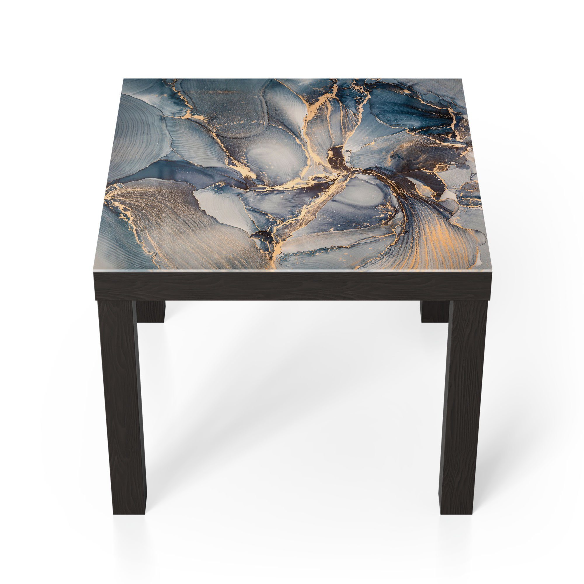 DEQORI Couchtisch 'Marmor-Farbspiel mit Gold', Glas Beistelltisch Glastisch modern Schwarz