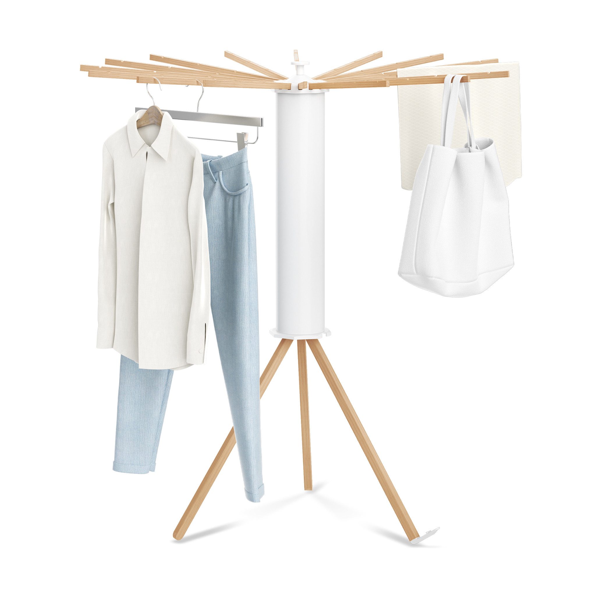 FIVMEN Wäscheständer platzsparend Faltbar Hohe Kapazität Stativ-Kleiderlüfter, Turmwäscheständer für Balkon Wohnzimmer Wäscheraum