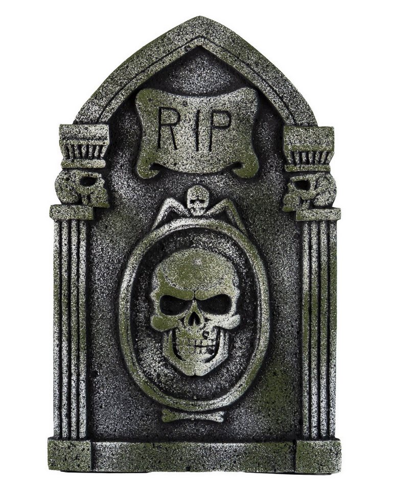 Horror-Shop Dekoobjekt R.I.P. Grabmal als Halloween Grabstein mit Totensc