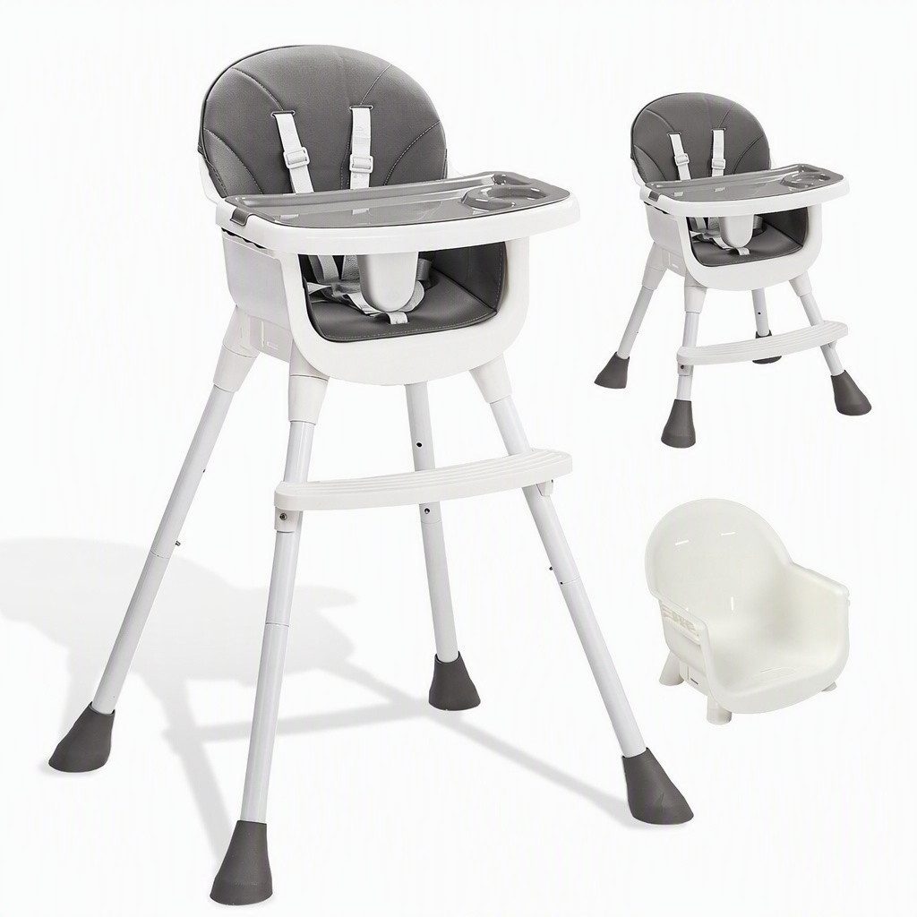 LALAHO Kinderstuhl 2-in-1 Babyhochstuhl Esszimmerstuhl mit Esstablett, Abnehmbares Tablett, Sicherheitsgurt, Einstellbare Höhe